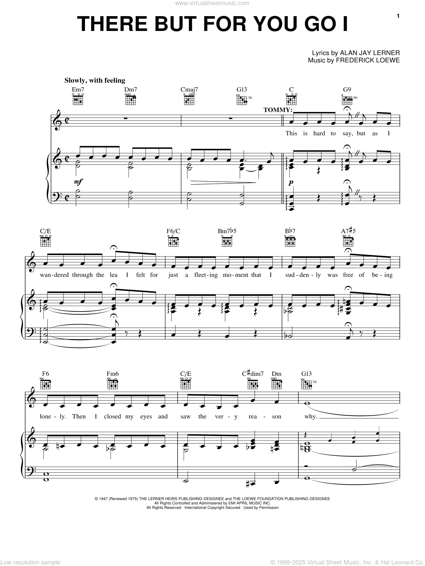Loewe There But For You Go I sheet music for voice, piano or guitar