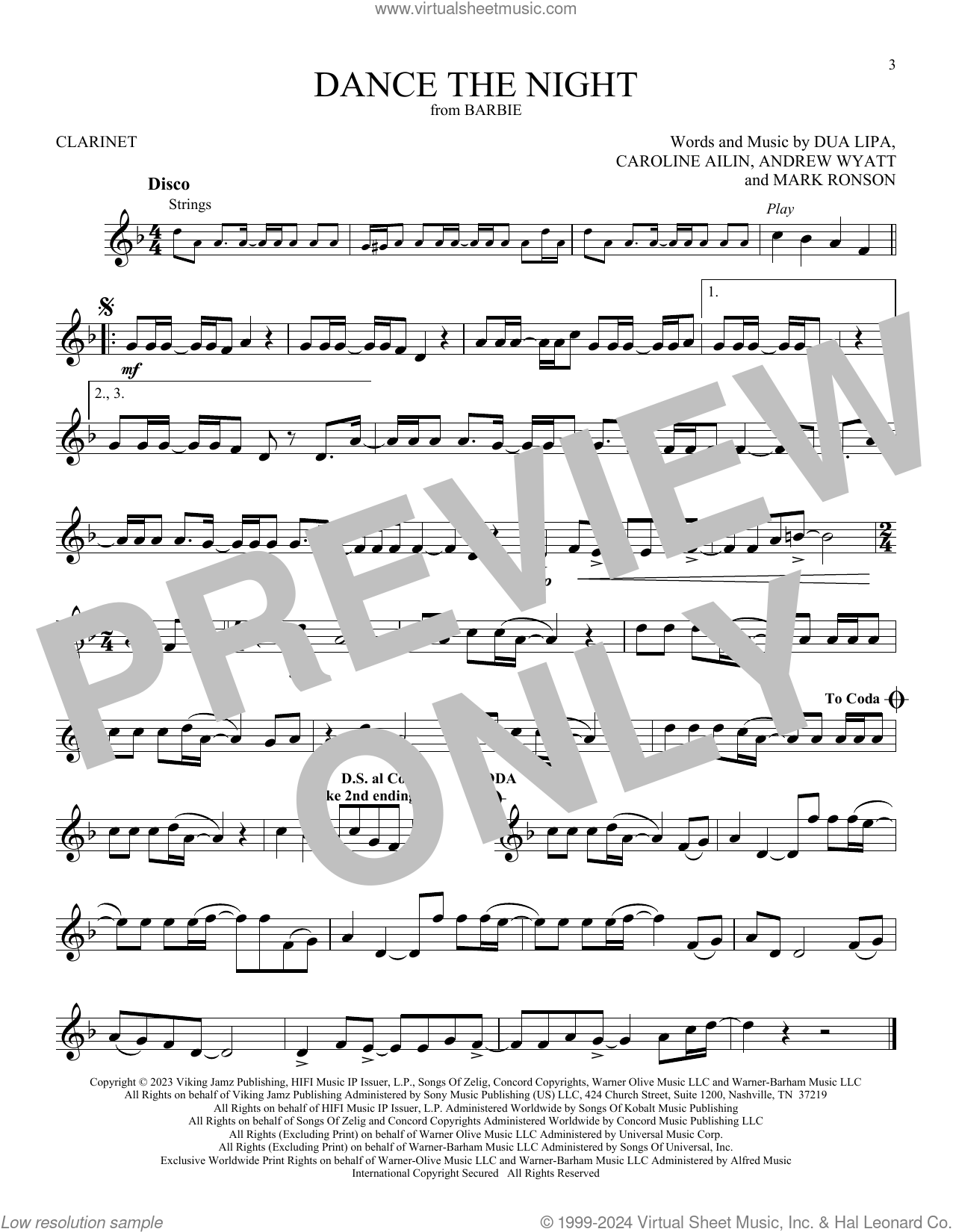 Dance The Night (from Barbie) sheet music for solo (PDF)