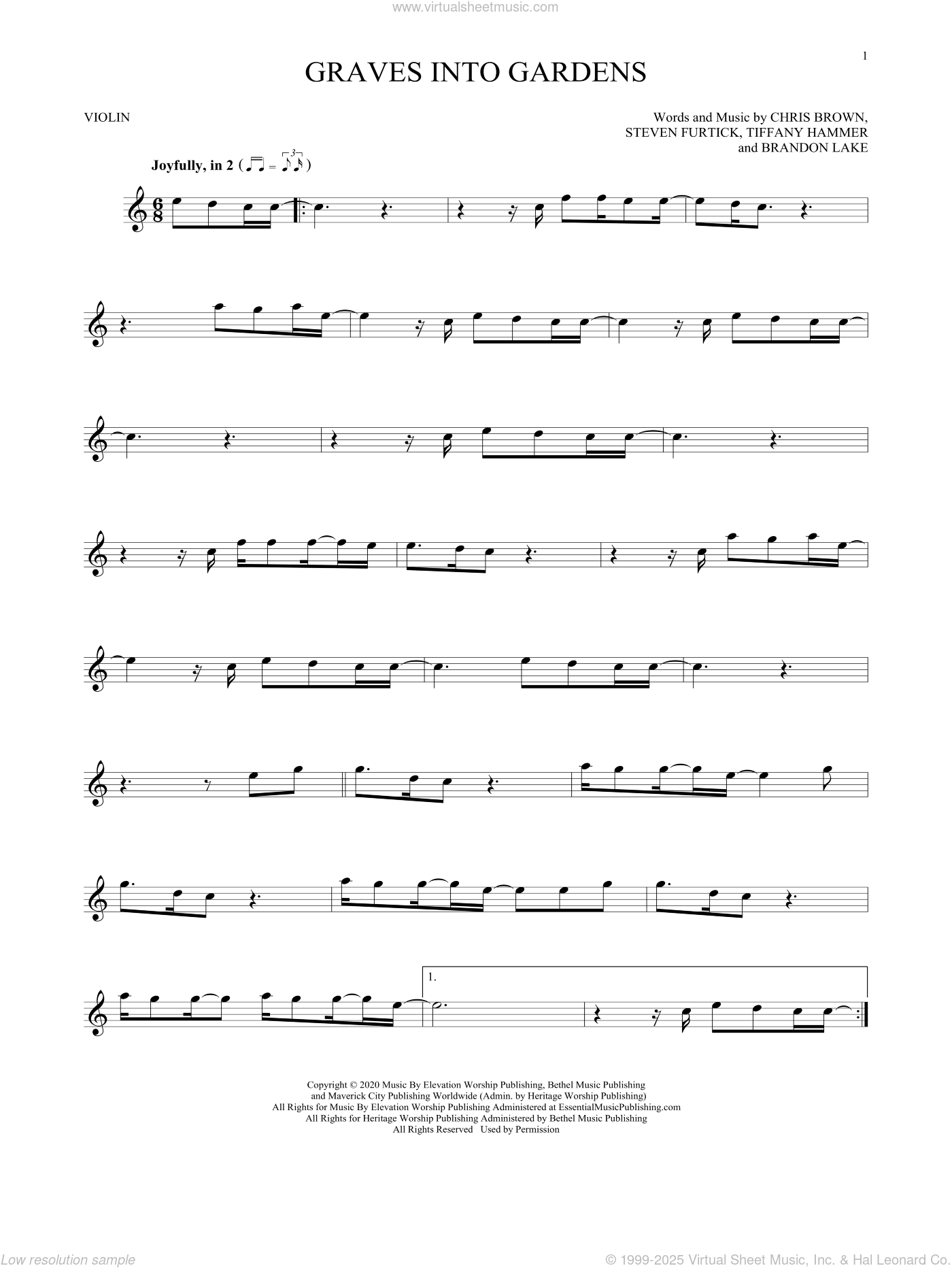 Graves Into Gardens sheet music for violin solo (PDFinteractive)