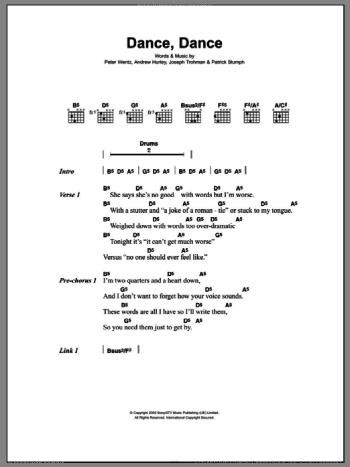 Dance Dance Sheet Music For Guitar Chords Pdf