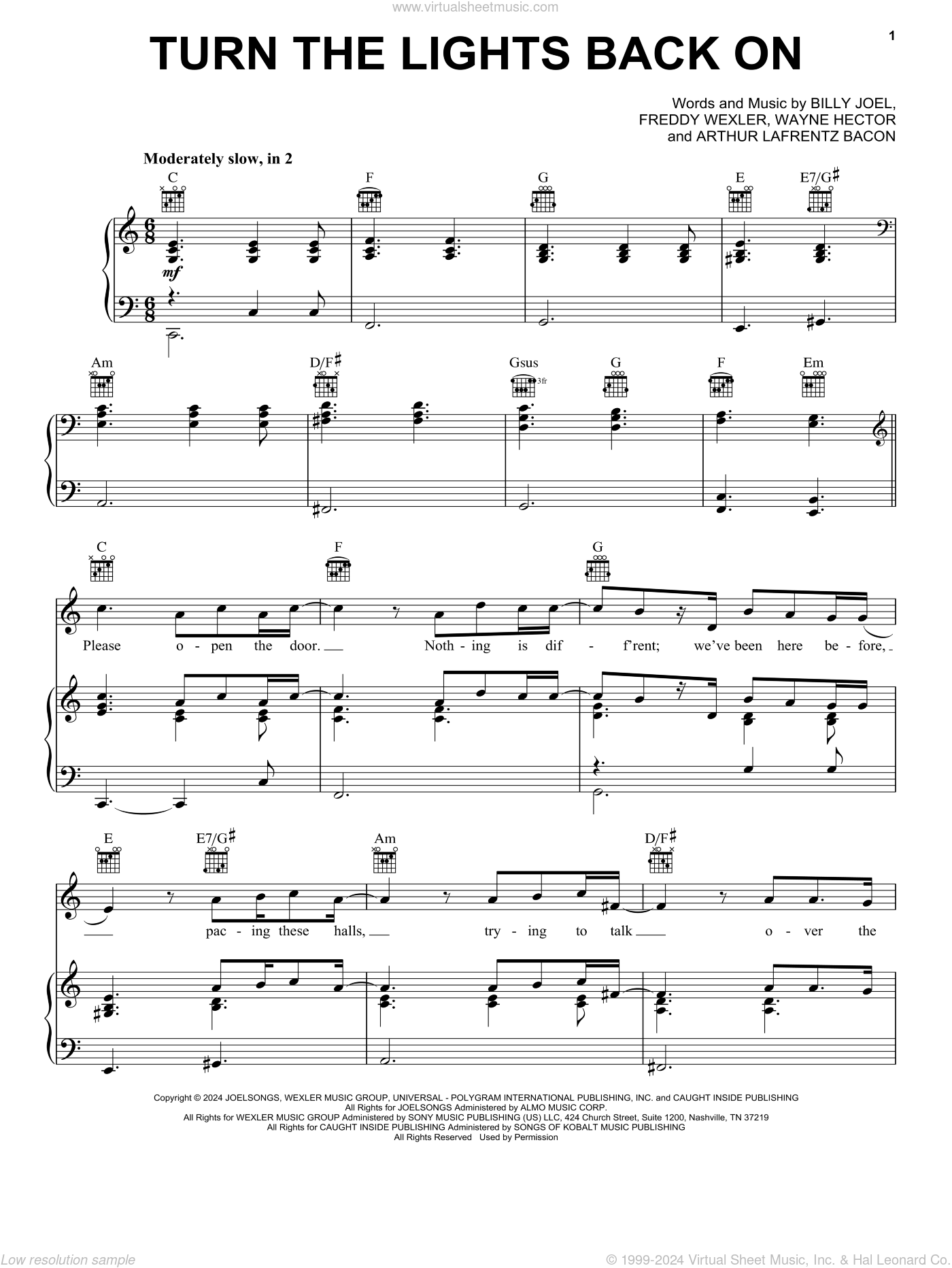 Turn The Lights Back On sheet music for voice, piano or guitar