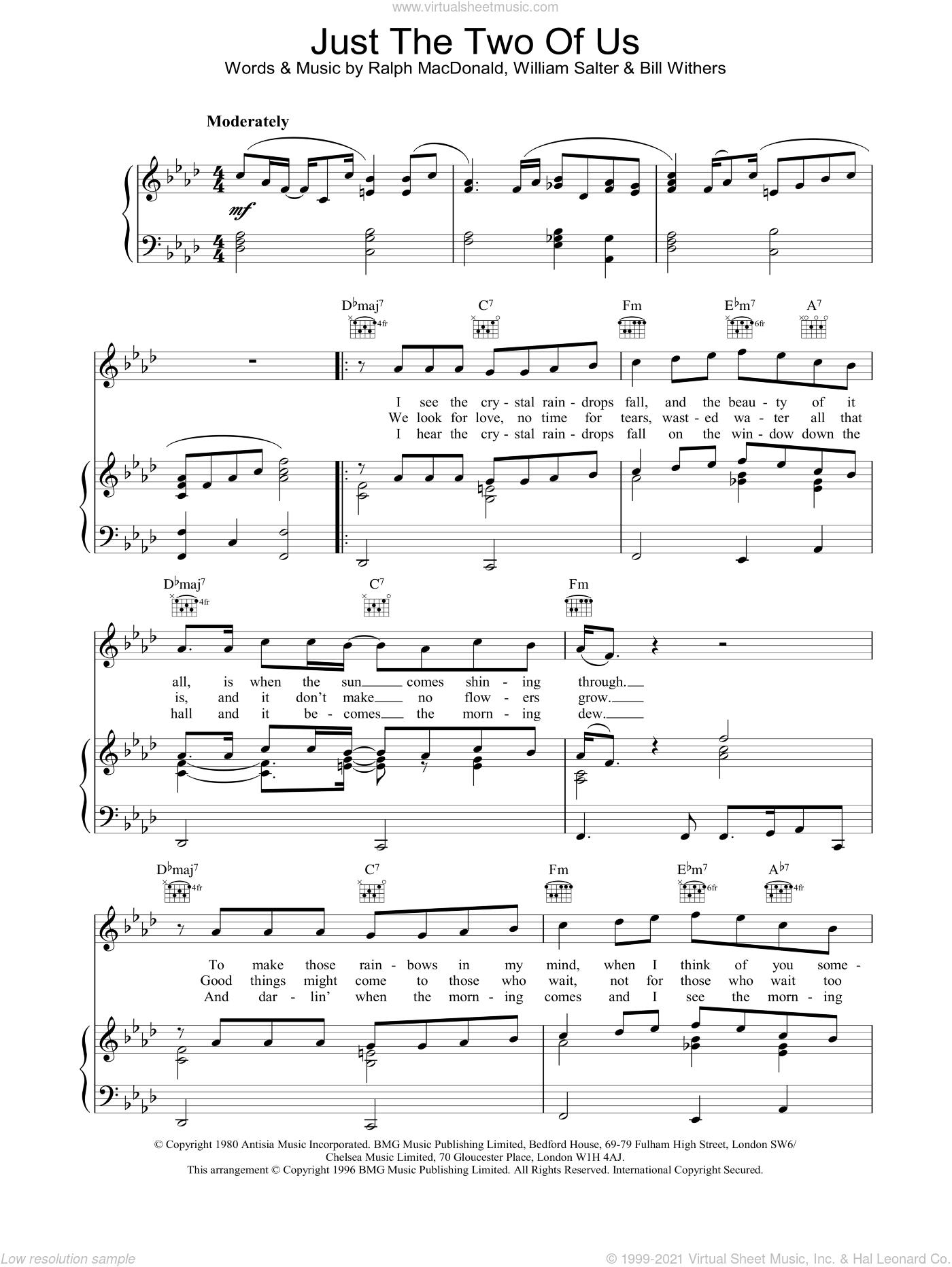 Jr Just The Two Of Us Sheet Music For Voice Piano Or Guitar