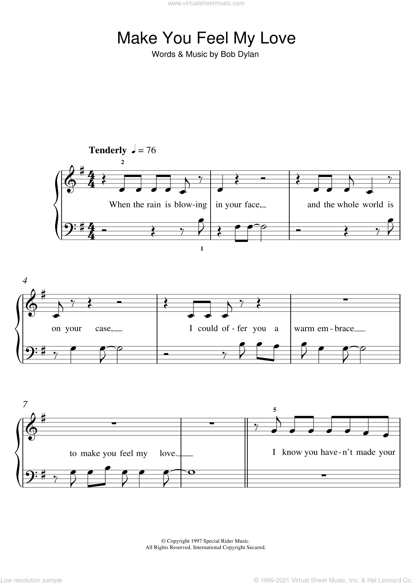Adele - Make You Feel My Love sheet music (beginner) for piano solo (5
