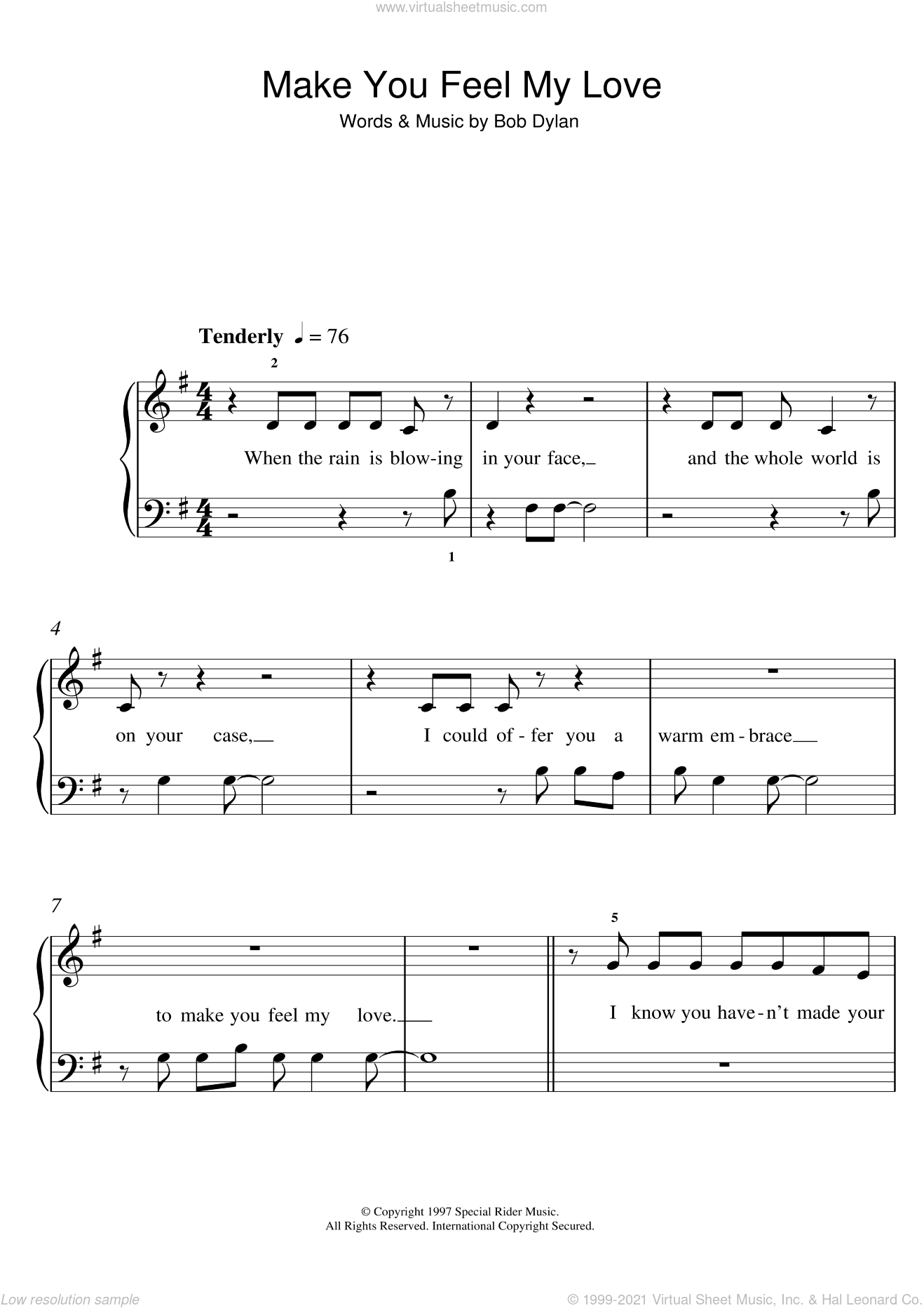 Adele Make You Feel My Love Sheet Music Beginner Version 3 For Piano Solo 5 Fingers