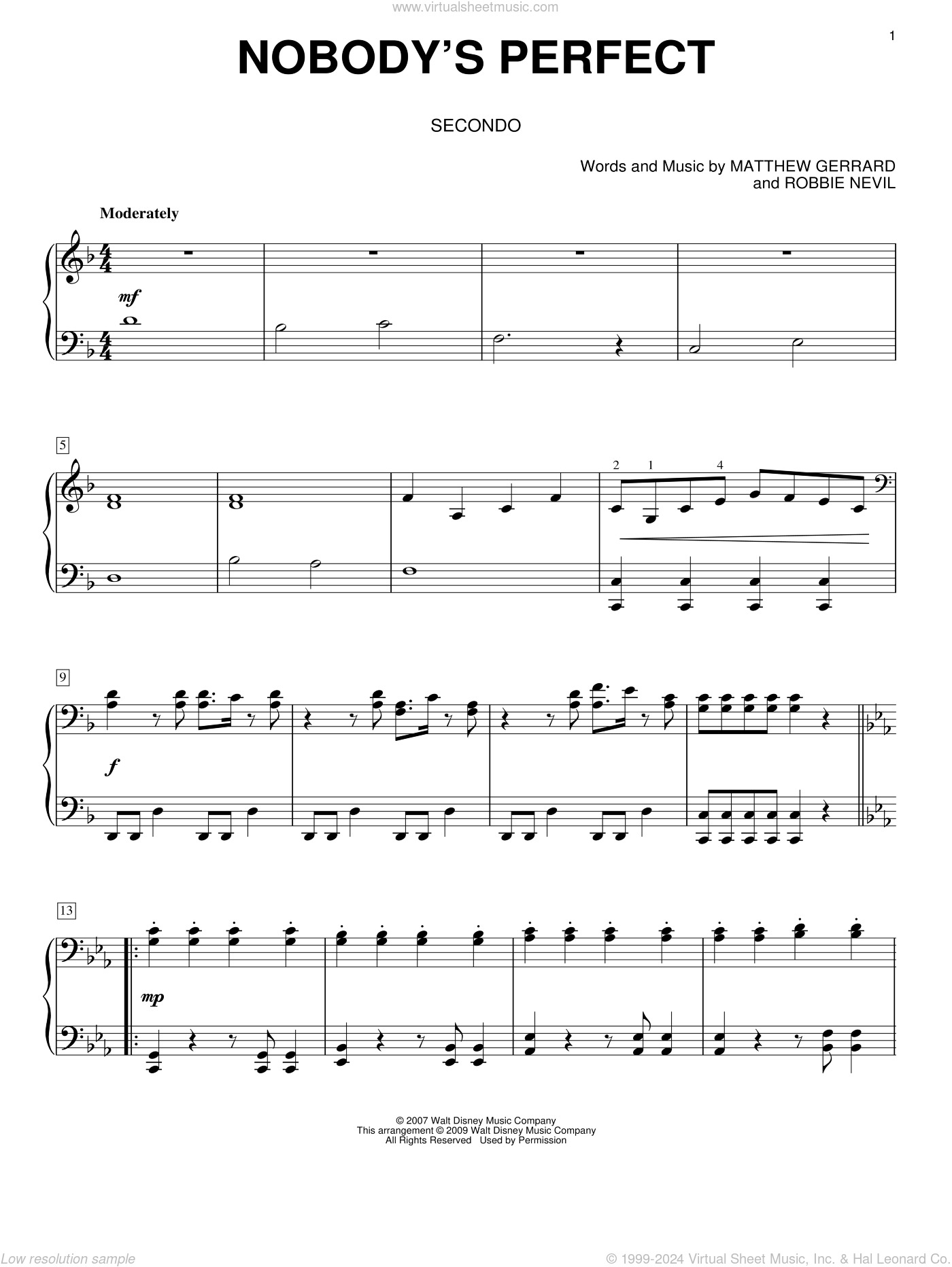 Nobody's Perfect sheet music for piano four hands (PDF)