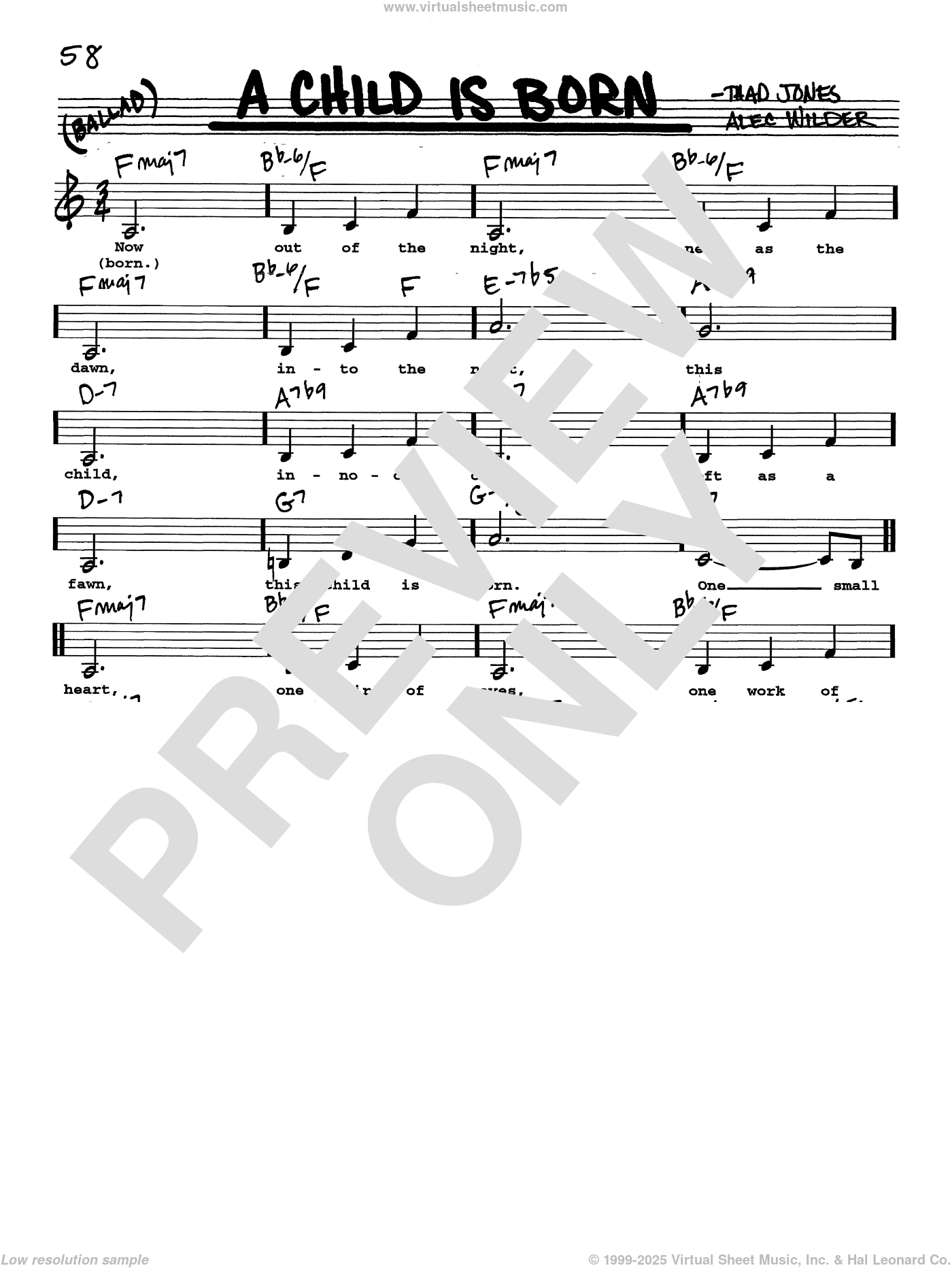 A Child Is Born (Low Voice) sheet music (real book with lyrics)