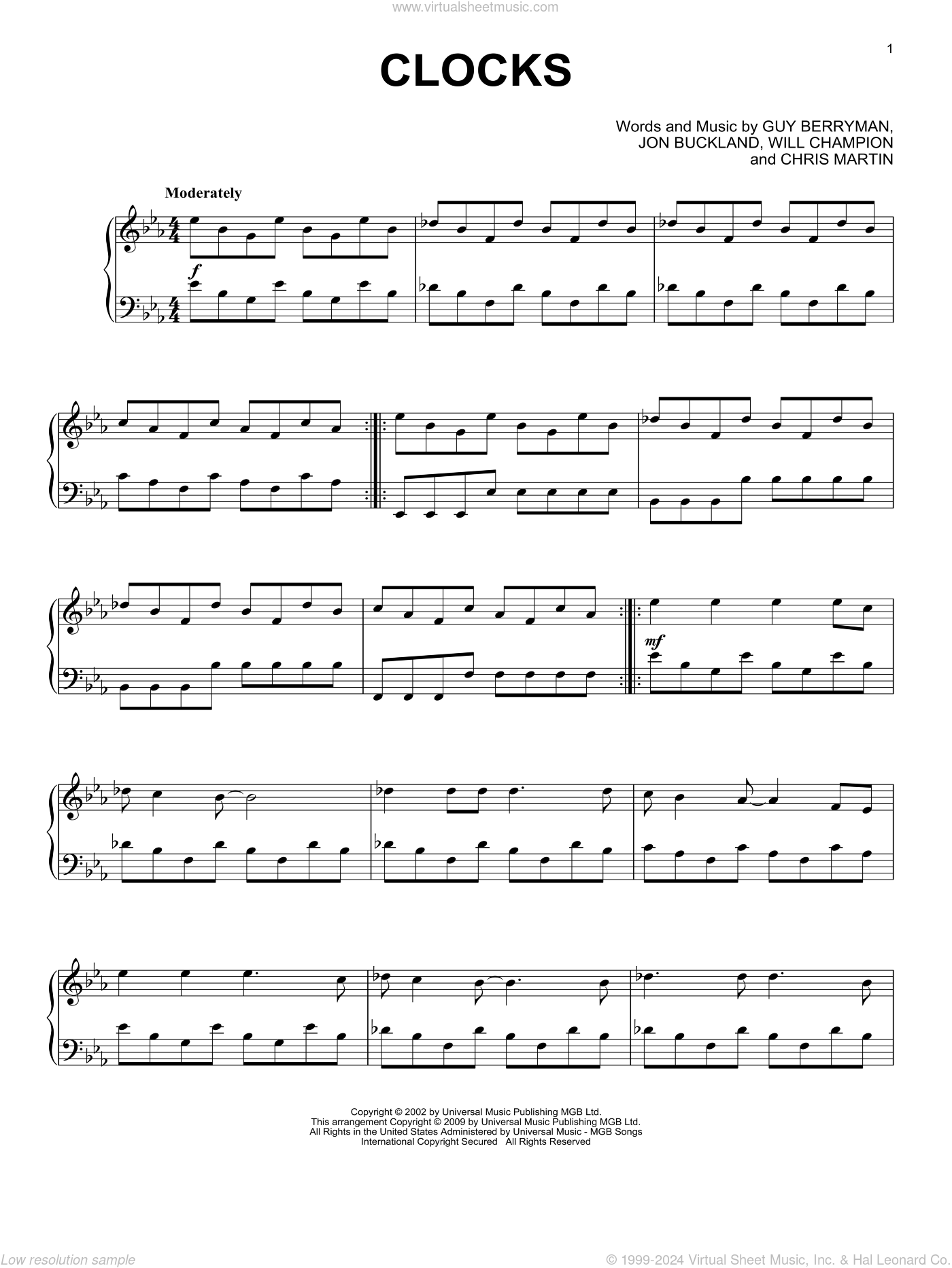 Free Printable Coldplay Clocks Piano Sheet Music Free Printable Coldplay Clocks Piano Sheet Music