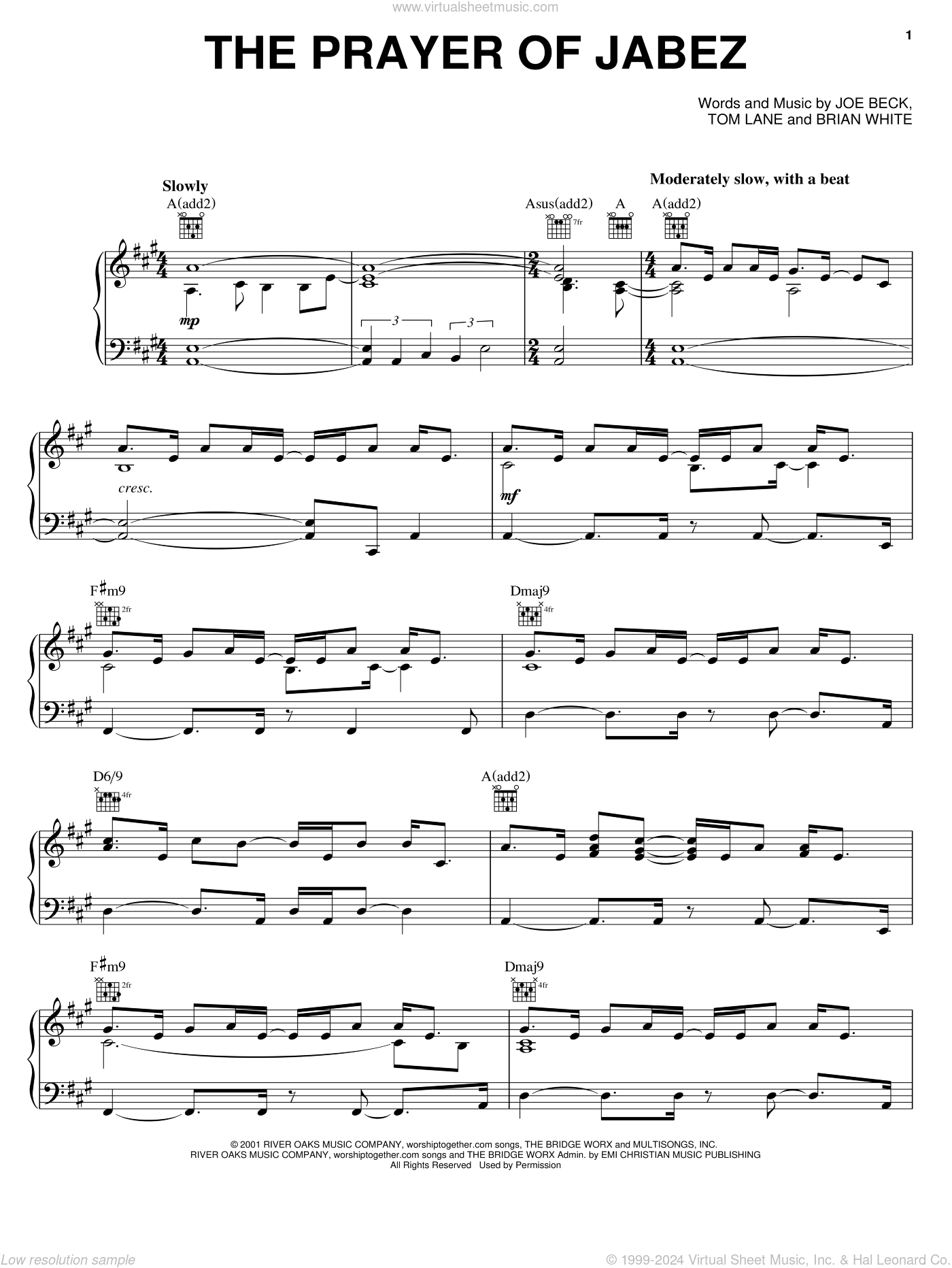 The Prayer Of Jabez sheet music for voice, piano or guitar (PDF)