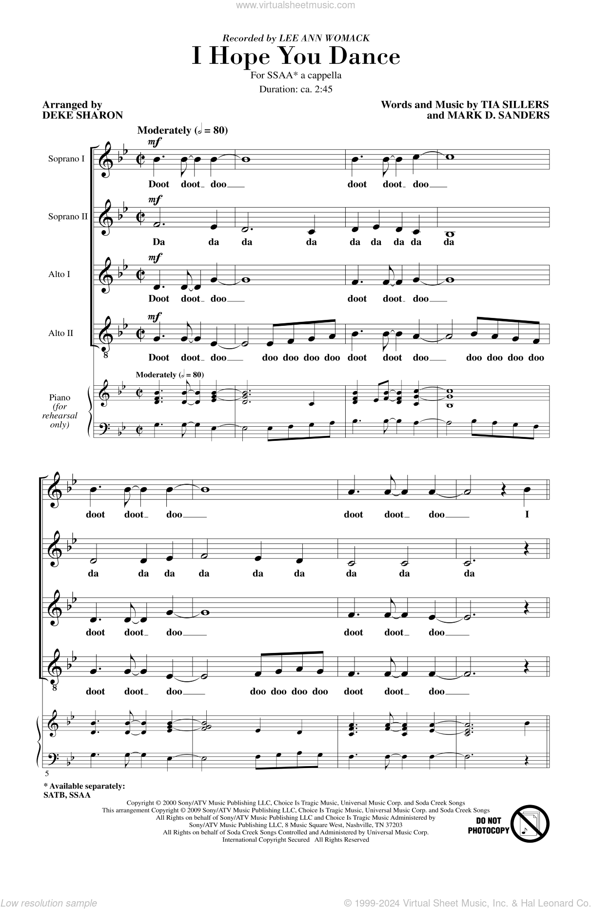 I Hope You Dance sheet music for choir (SSA: soprano, alto) (PDF)