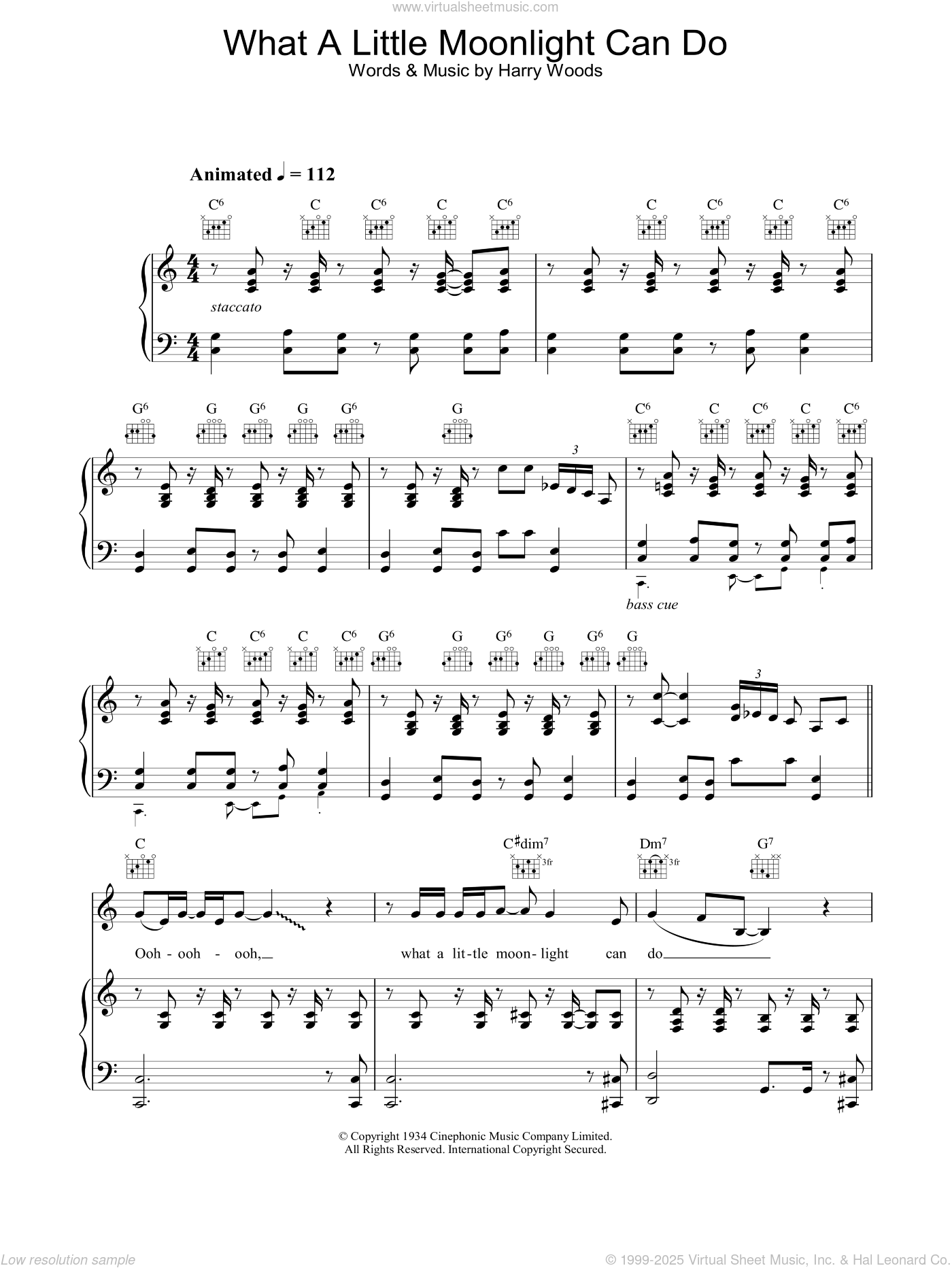 What A Little Moonlight Can Do sheet music for voice, piano or guitar