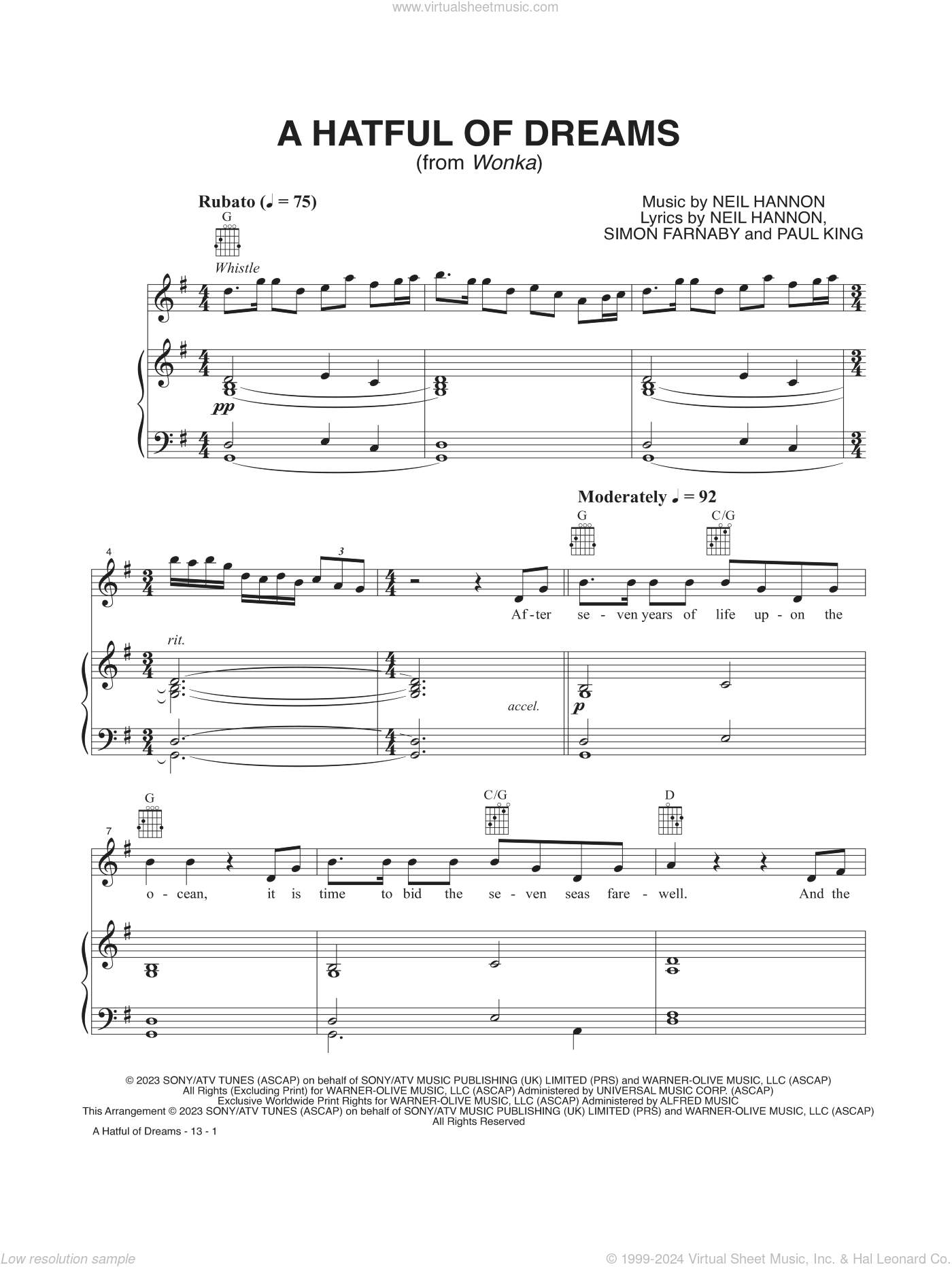 A Hatful Of Dreams (from Wonka) sheet music for voice and piano