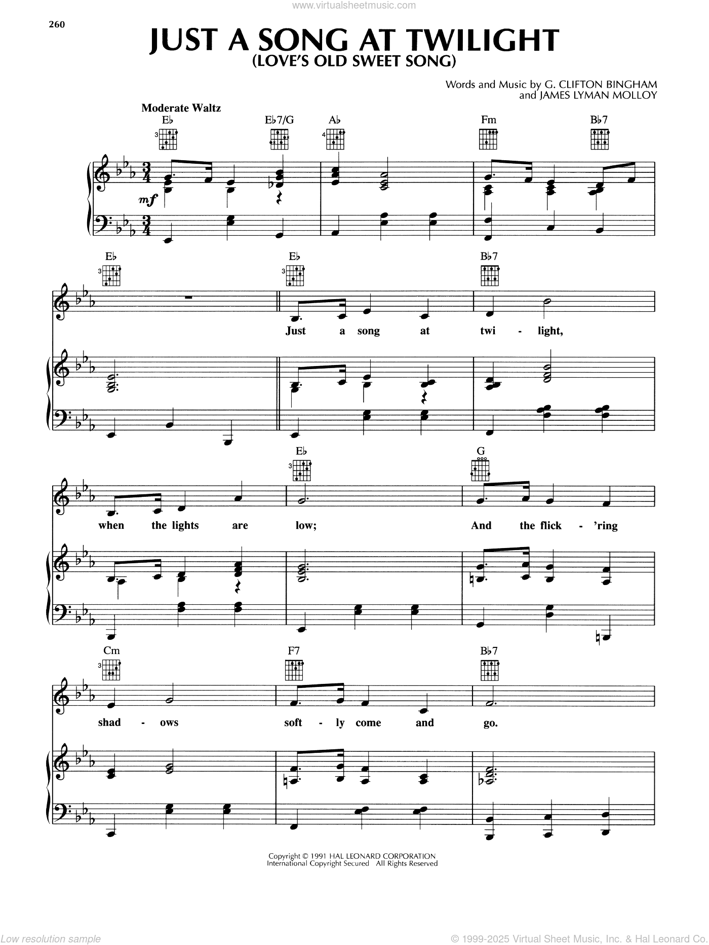 Just A Song At Twilight (Love's Old Sweet Song) sheet music for