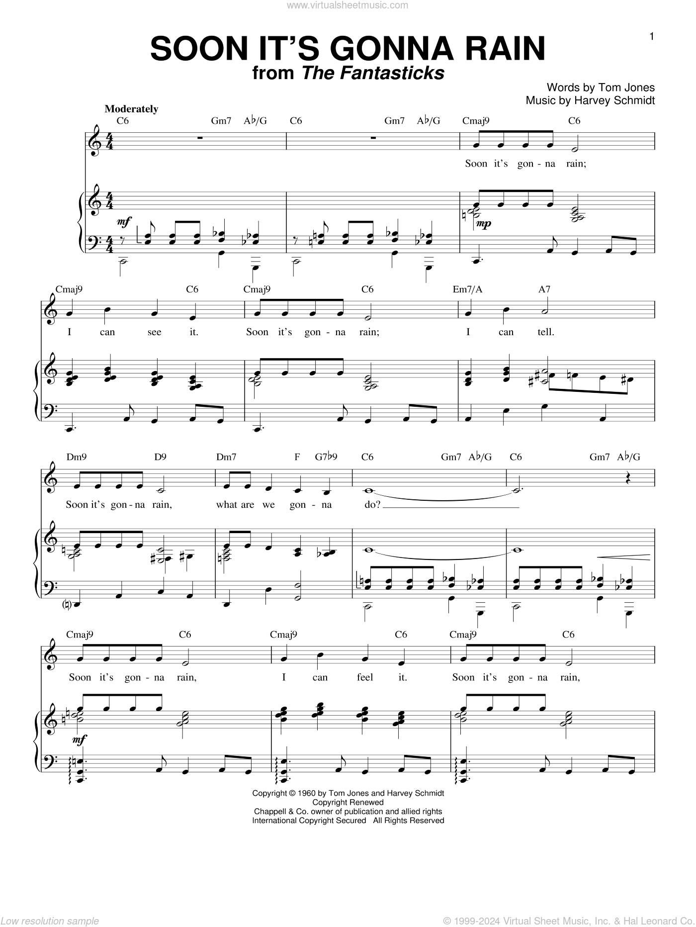 Soon It's Gonna Rain sheet music for voice and piano (PDF)
