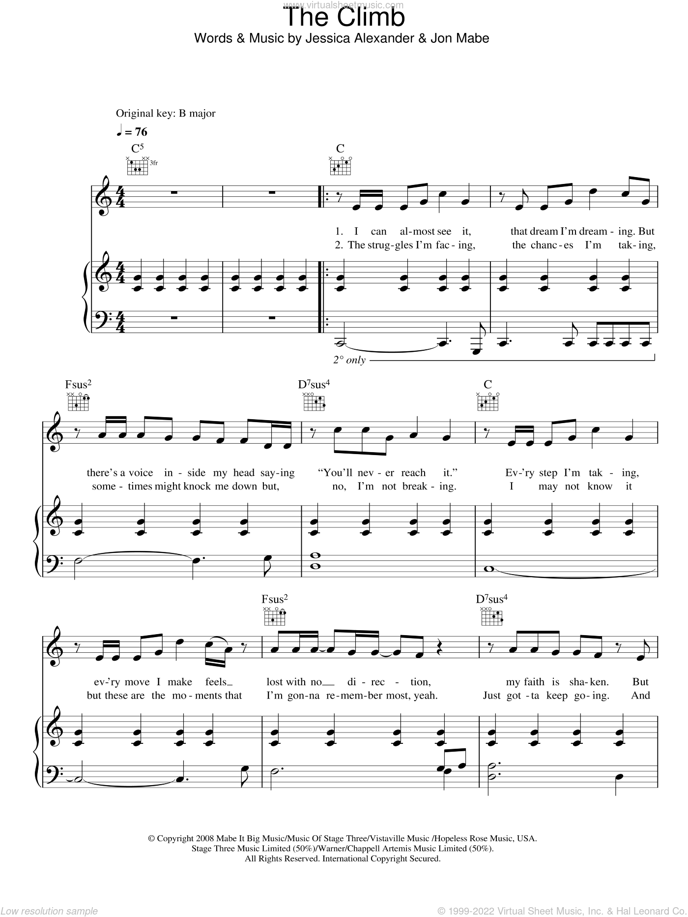 McElderry - The Climb sheet music for voice, piano or guitar