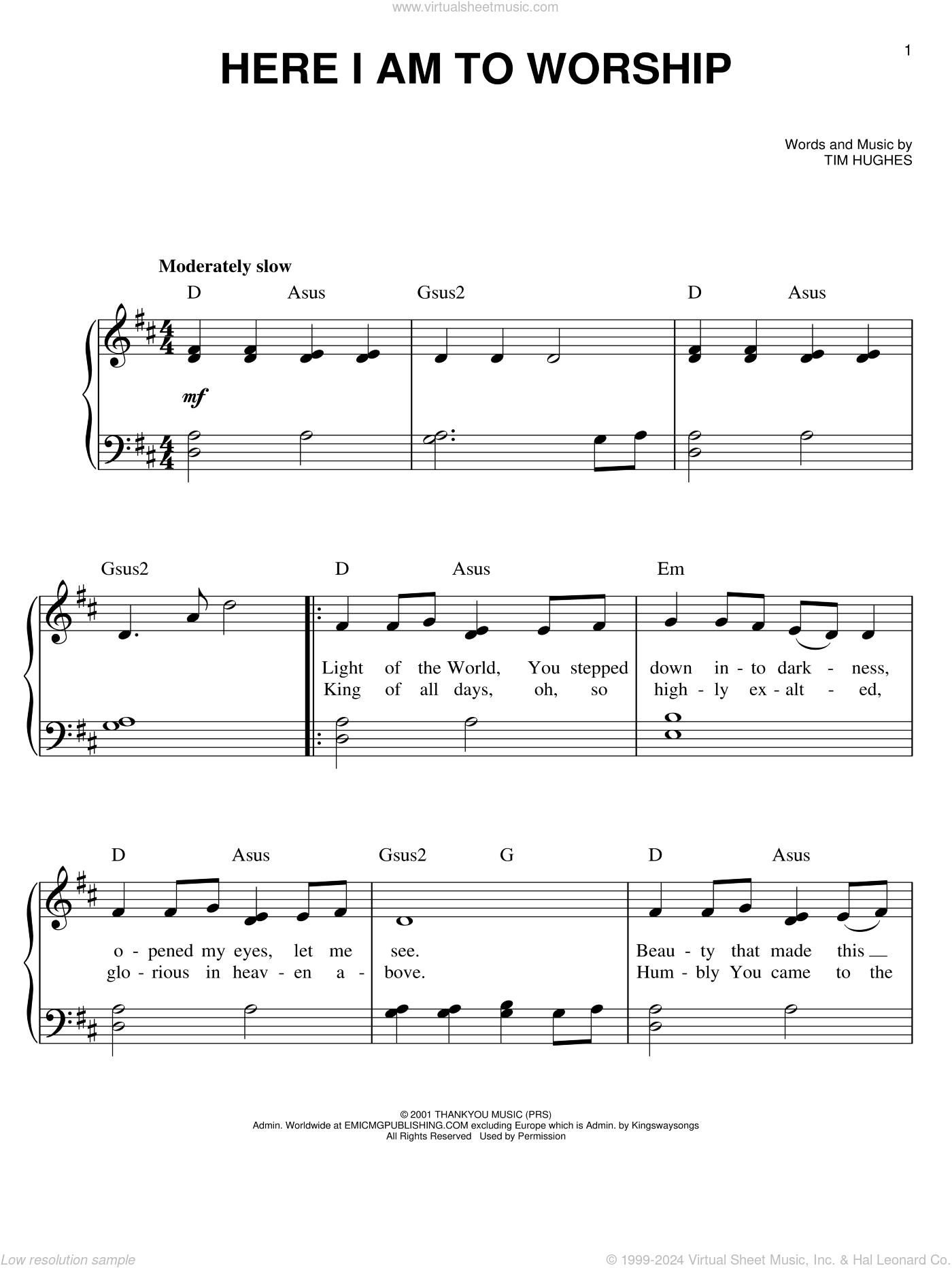 here-i-am-to-worship-sheet-music-easy-version-2-for-piano-solo for Free Printable Easy Piano Music Here I Am To Worship sheet music (easy version 2) for piano solo for Free Printable Easy Piano Music