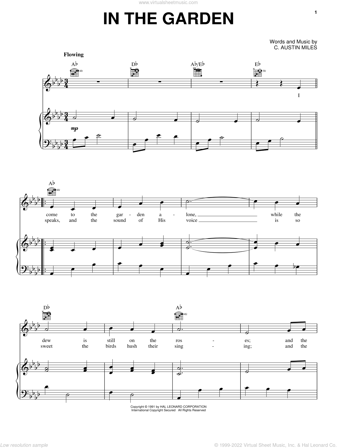 Miles In The Garden Sheet Music For Voice Piano Or Guitar