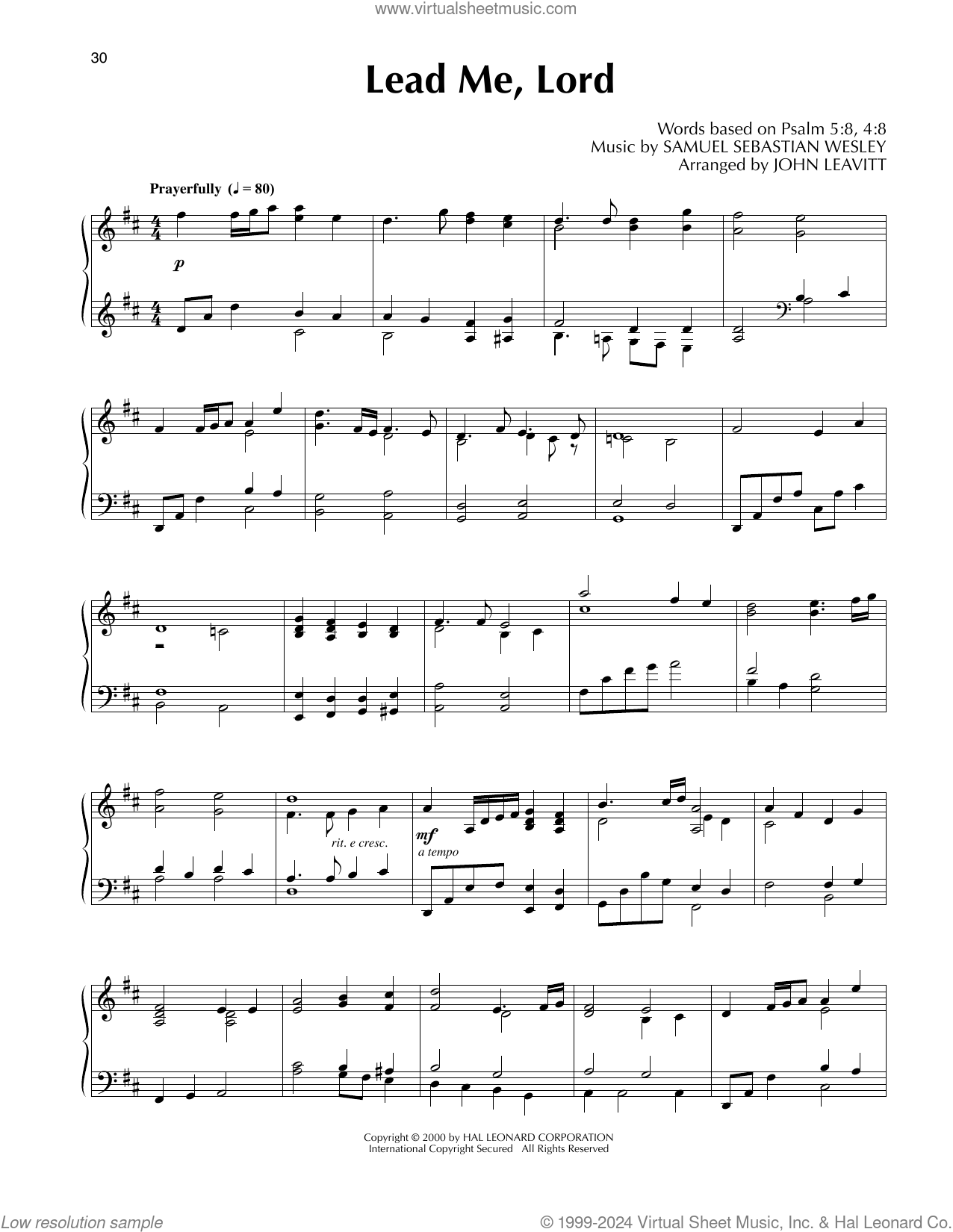 Lead Me, Lord (arr. John Leavitt) sheet music for piano solo