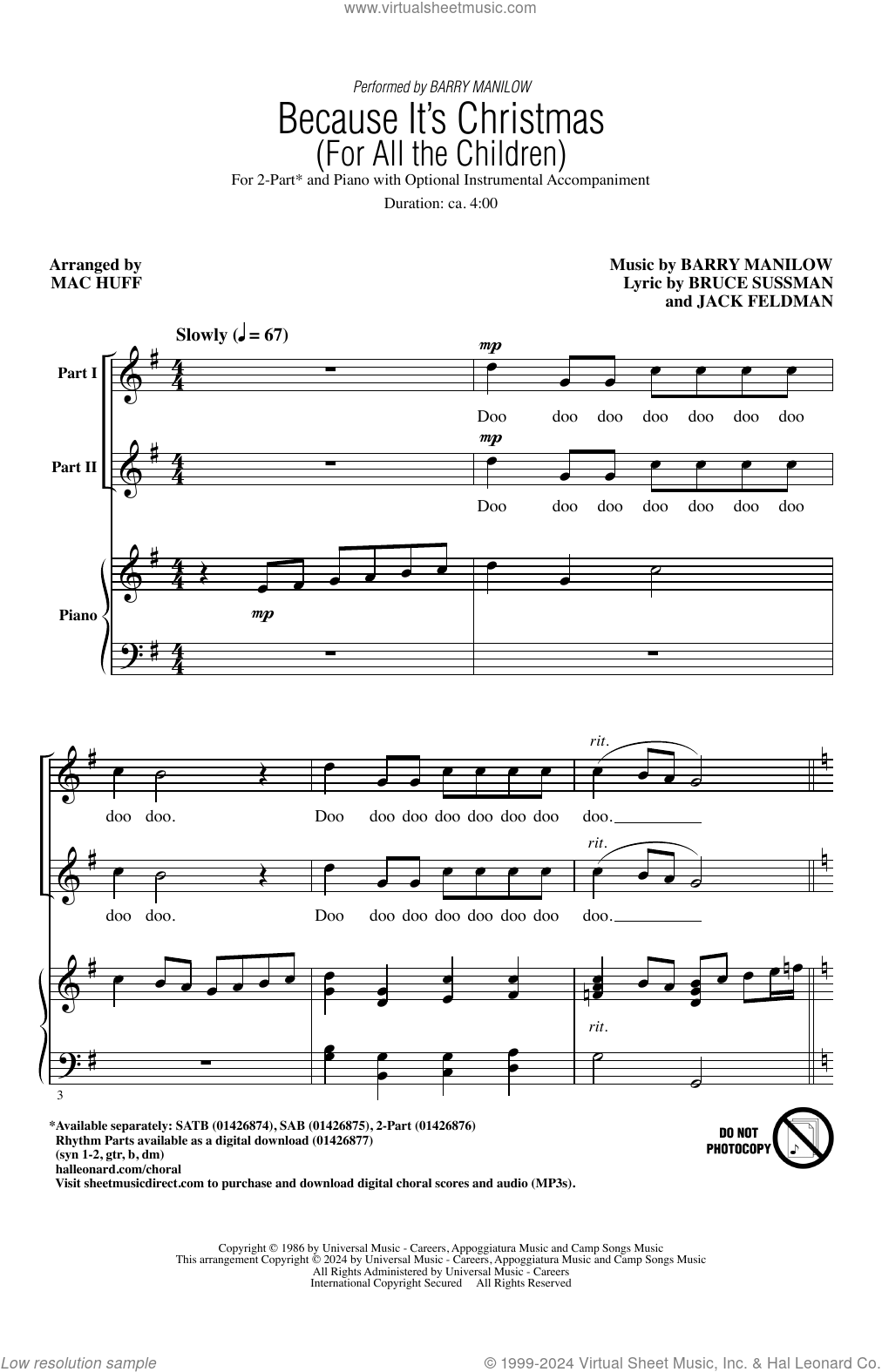 Because It's Christmas (For All the Children) (arr. Mac Huff) sheet ...