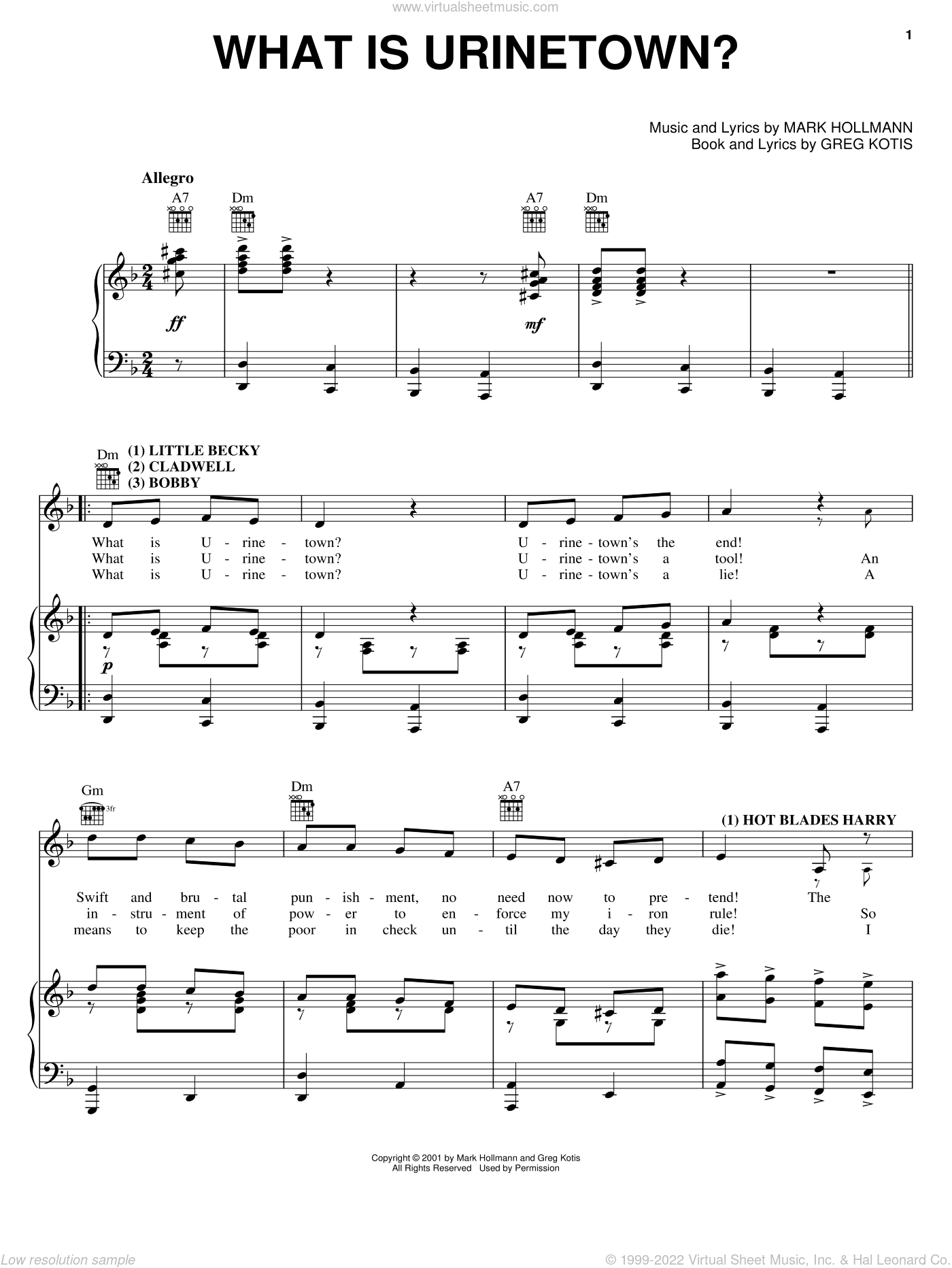 Musical What Is Urinetown Sheet Music For Voice Piano Or Guitar