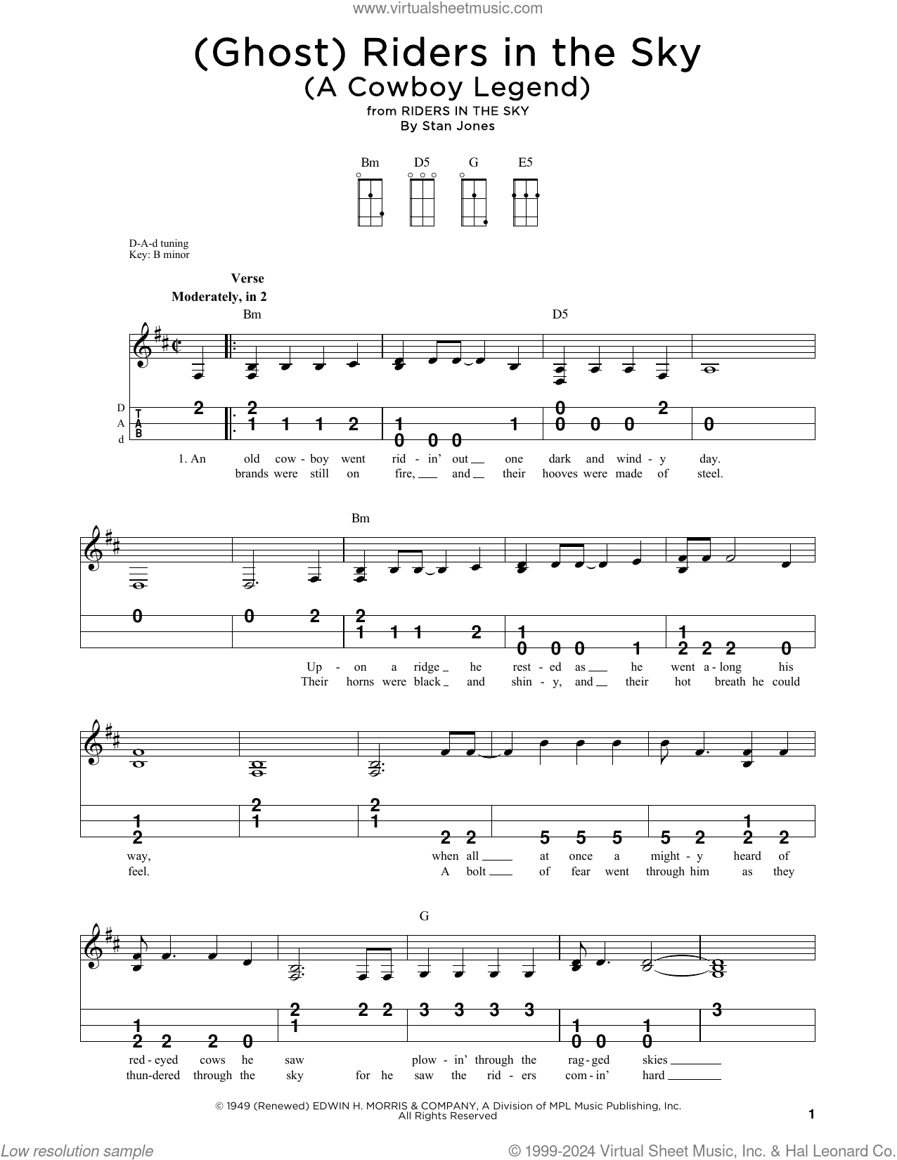 (Ghost) Riders In The Sky (A Cowboy Legend) sheet music for dulcimer solo