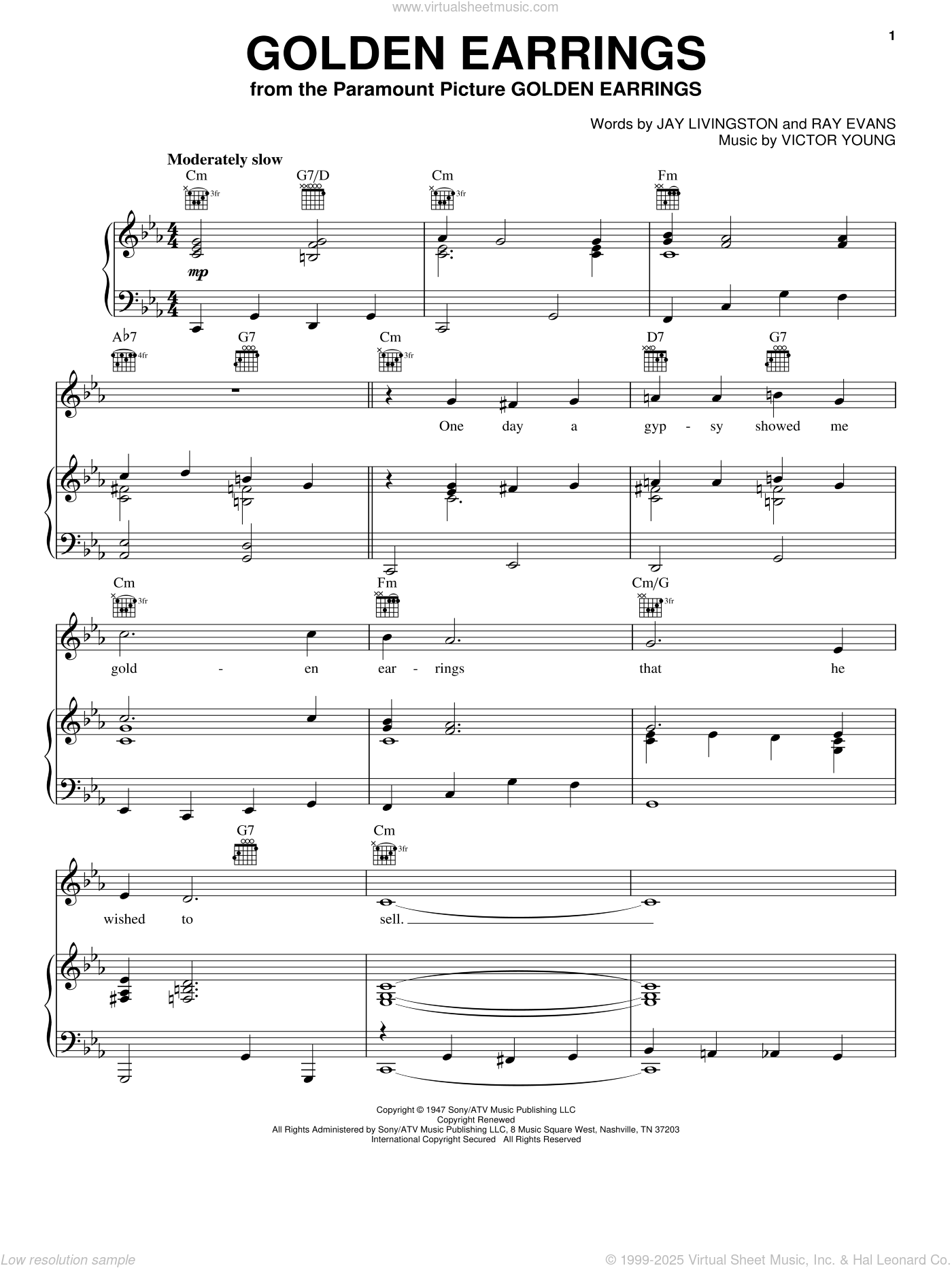 Lee - Golden Earrings sheet music for voice, piano or guitar