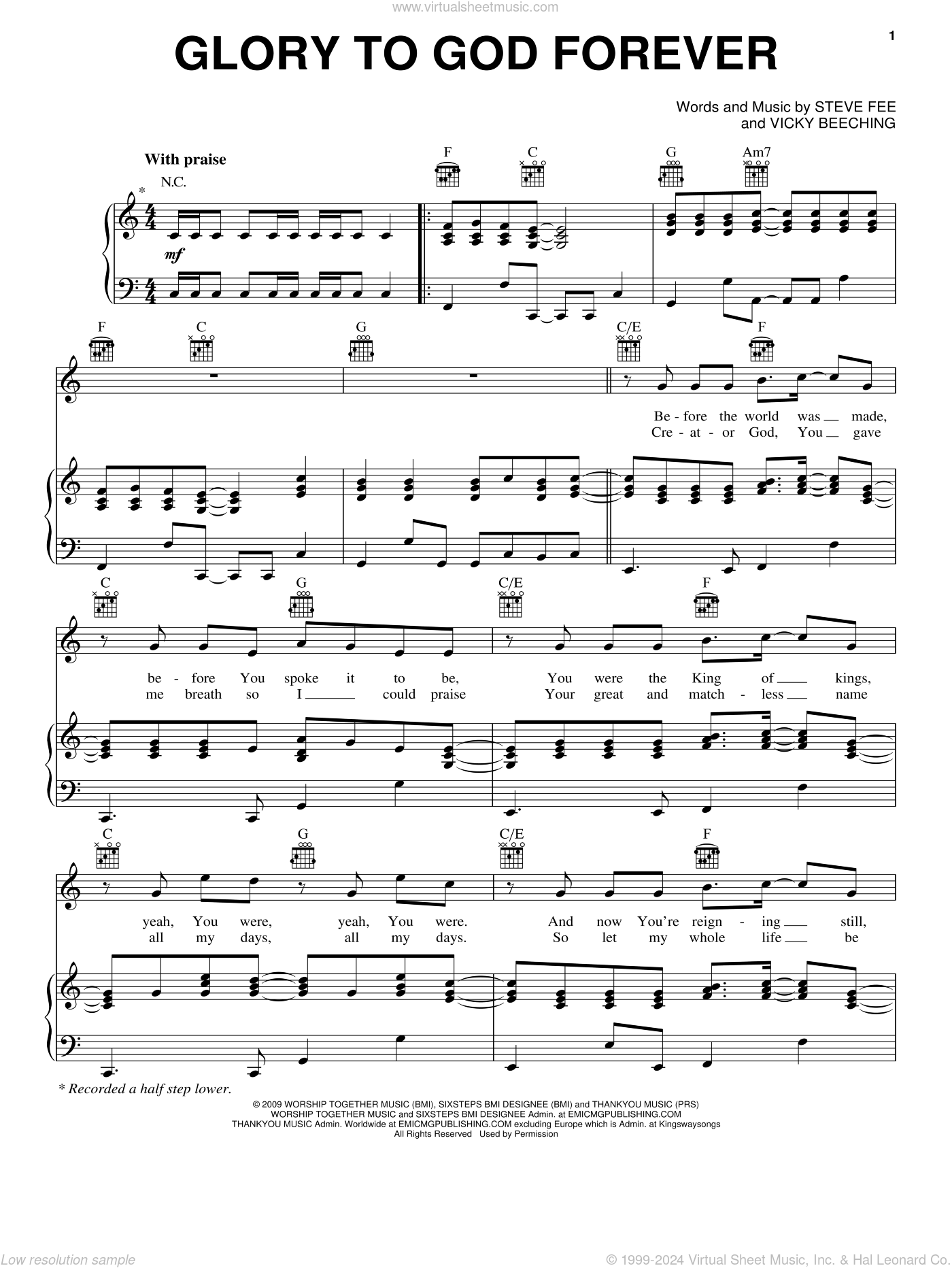 Glory To God Forever sheet music for voice, piano or guitar (PDF)