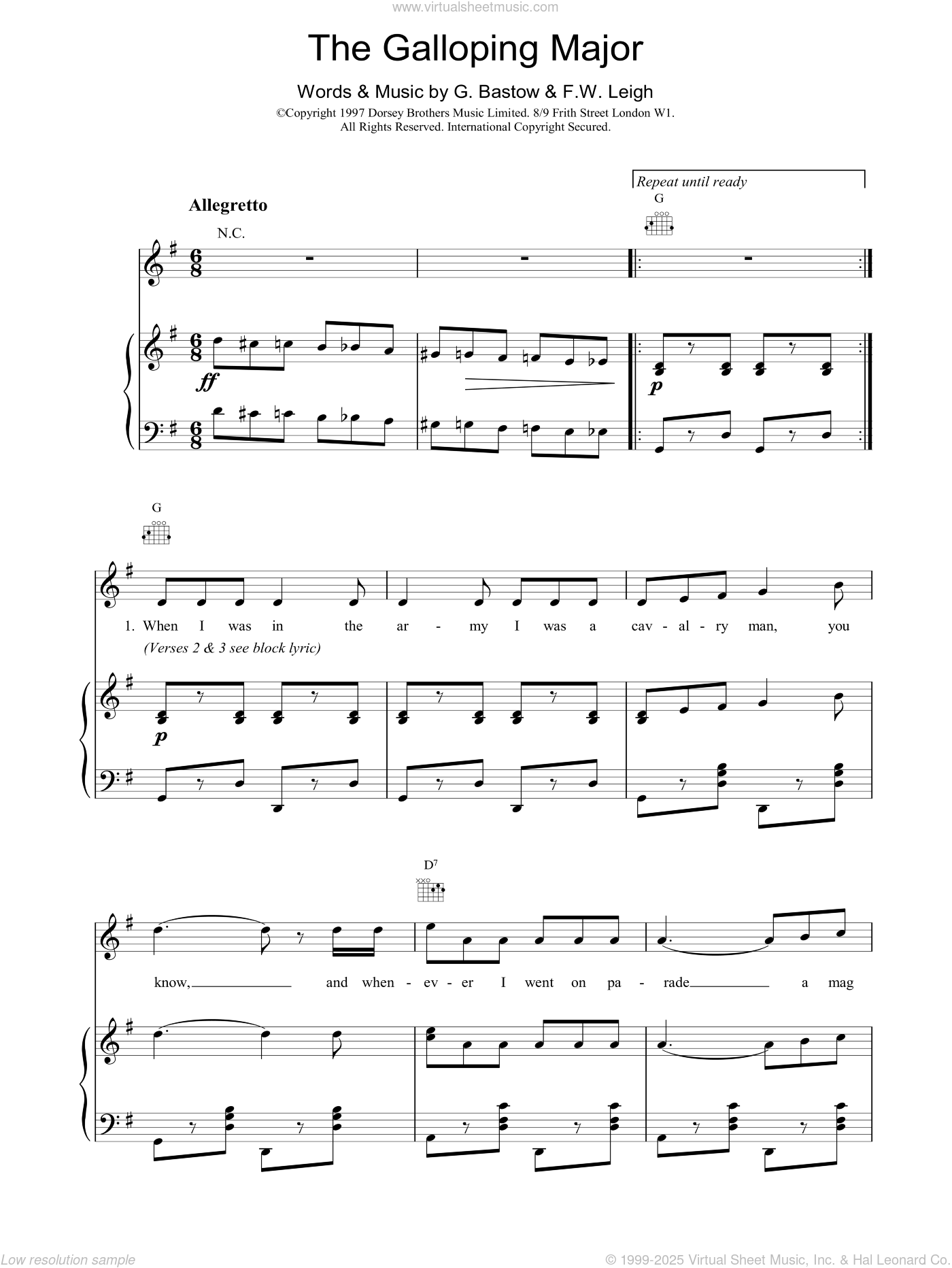 Gallop Notes The Galloping Major sheet music for voice, piano or guitar (PDF)