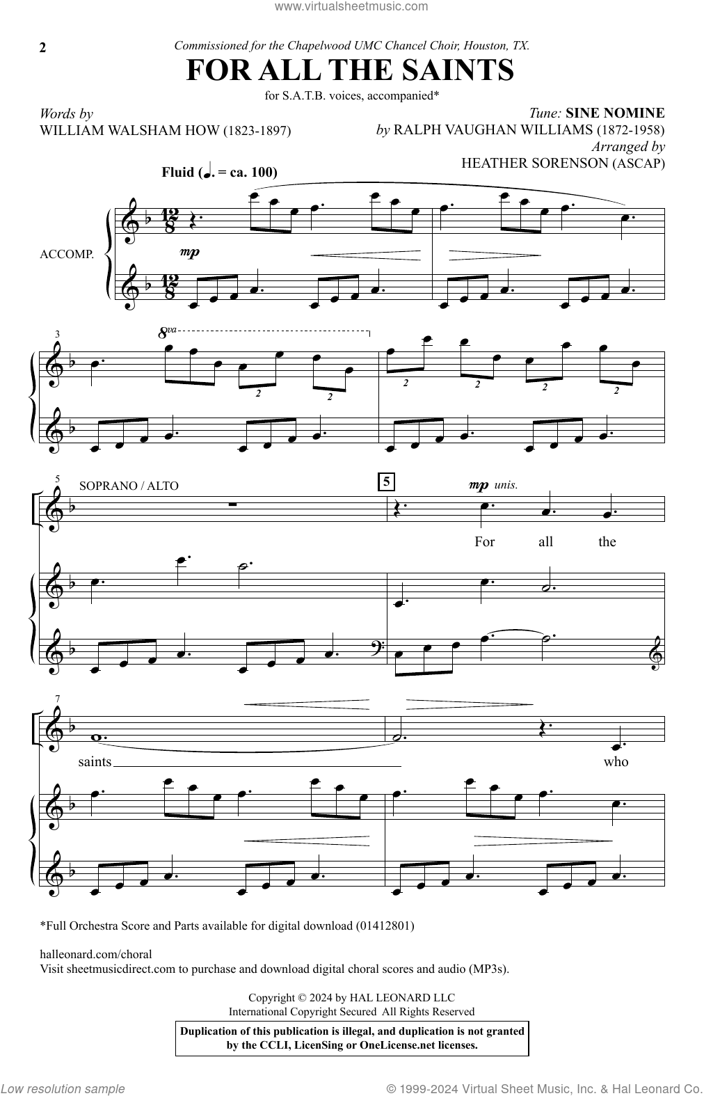 For All The Saints sheet music for choir (SATB: soprano, alto, tenor ...