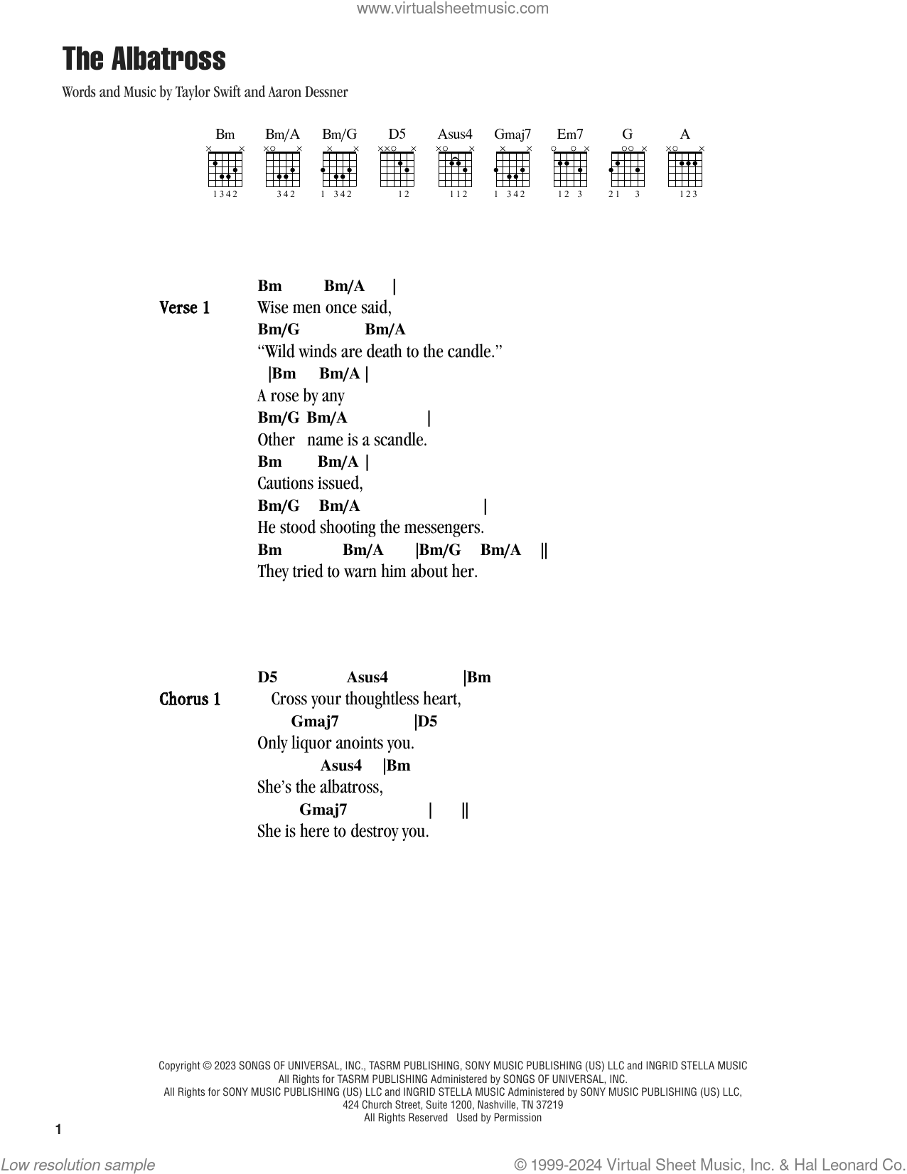 The Albatross sheet music for guitar (chords) (PDF)