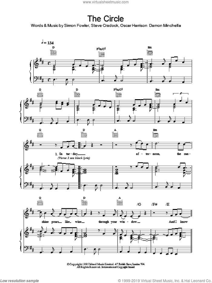The Circle sheet music for voice, piano or guitar (PDF)