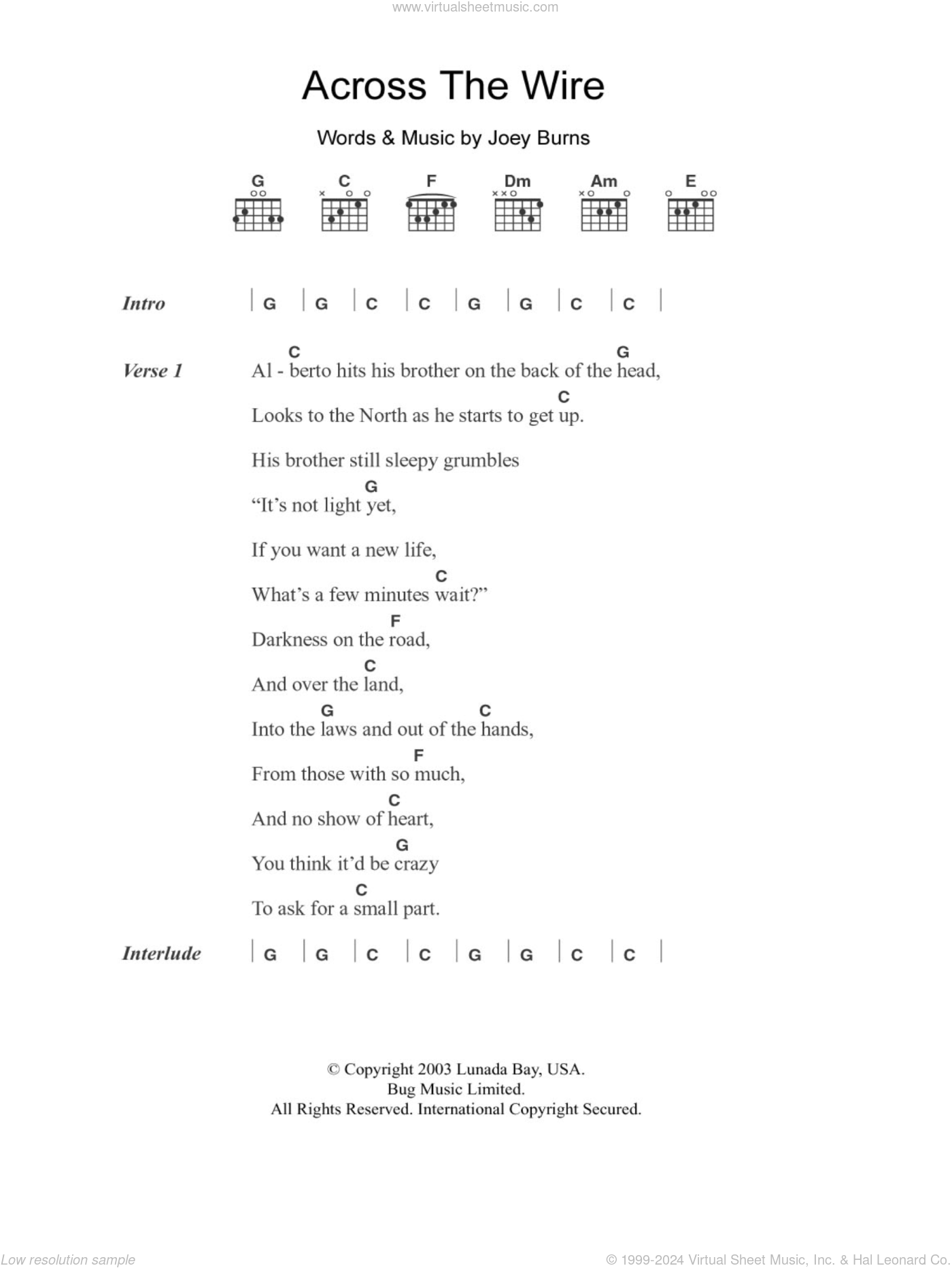 Live Wire - Guitar Chords/Lyrics