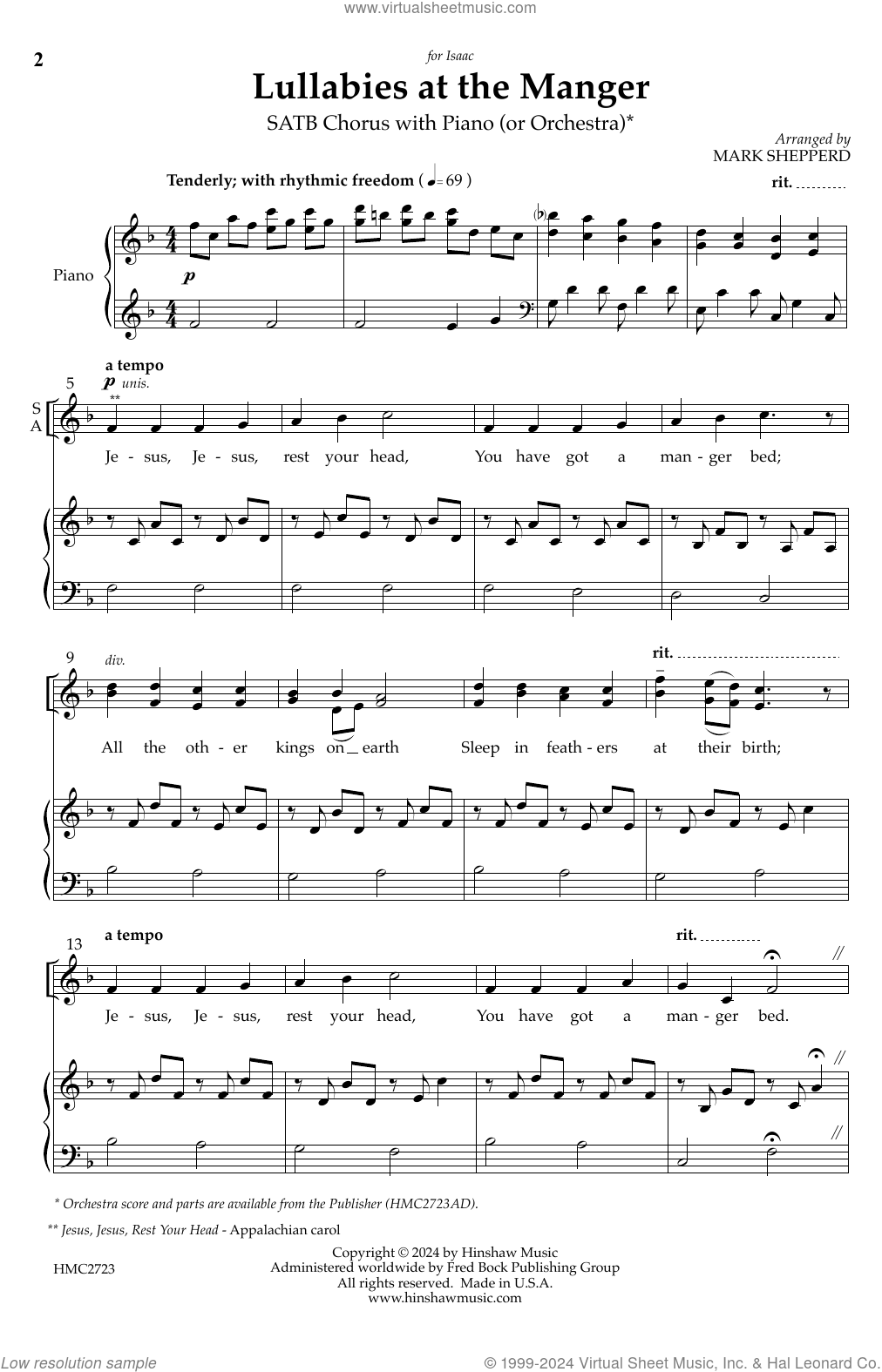 Lullabies at the Manger sheet music for choir (SATB: soprano, alto ...