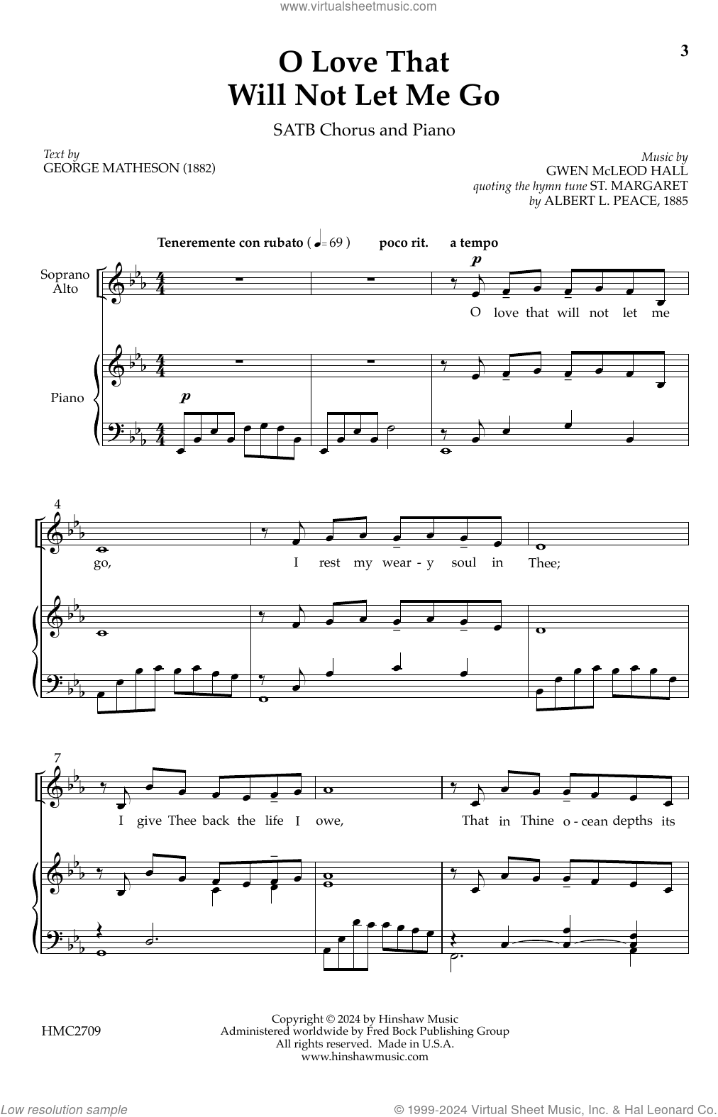 O Love That Will Not Let Me Go sheet music for choir (SATB: soprano ...