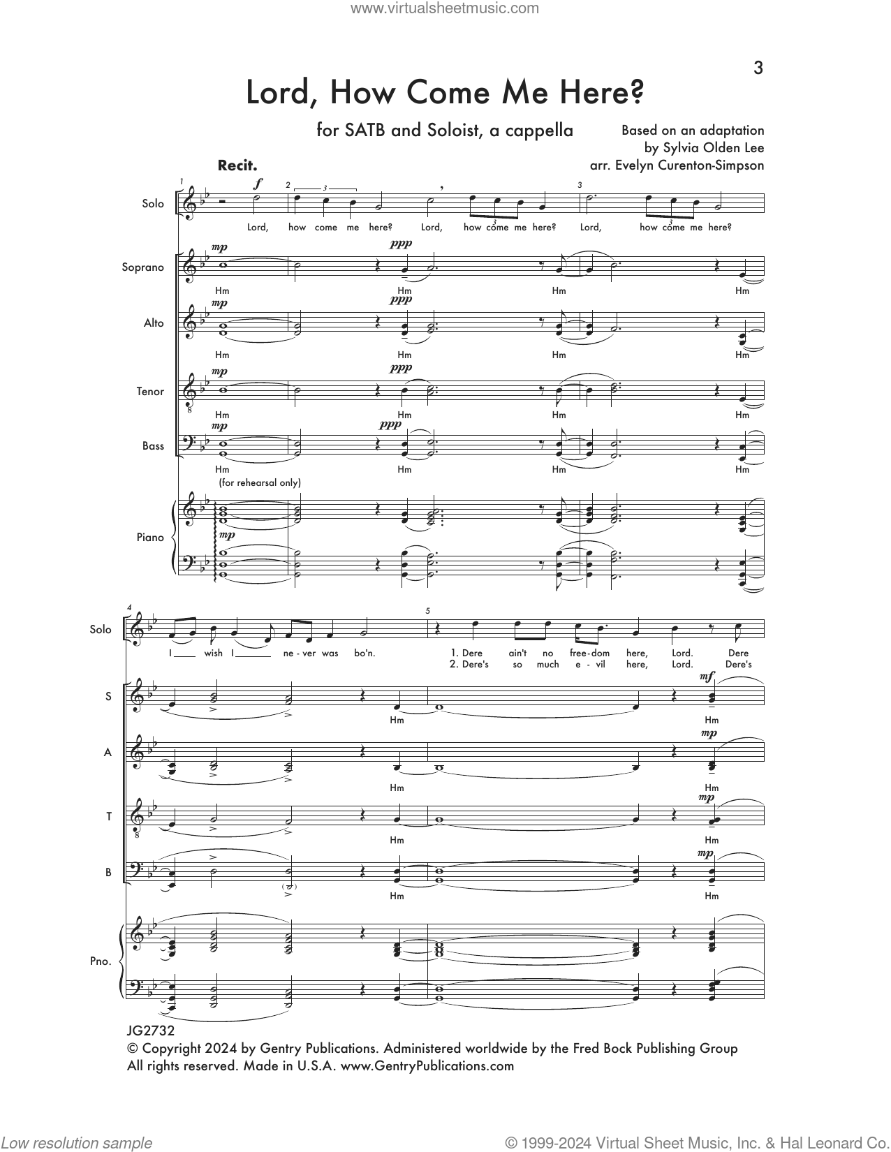 Lord, How Come Me Here? sheet music for choir (SATB: soprano, alto ...