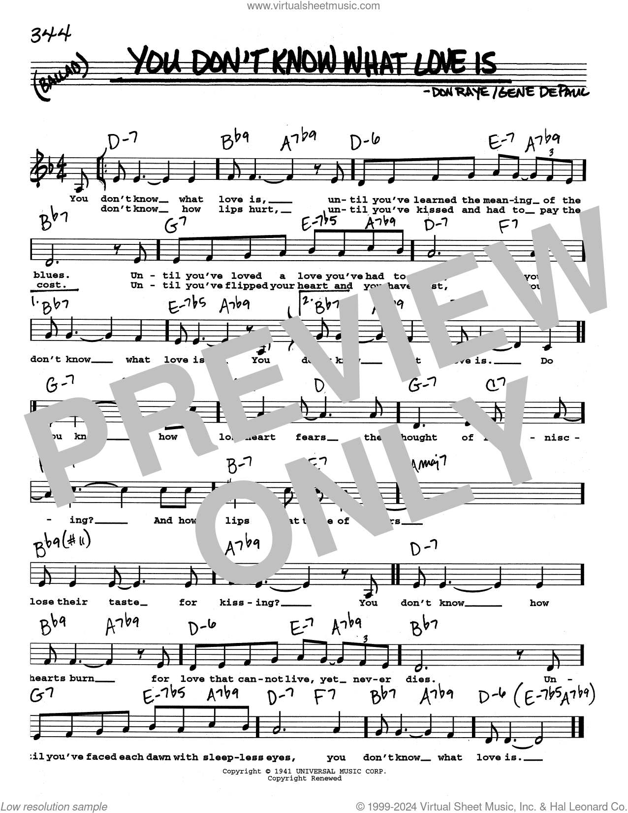 You Don't Know What Love Is (Low Voice) sheet music (real book with lyrics)