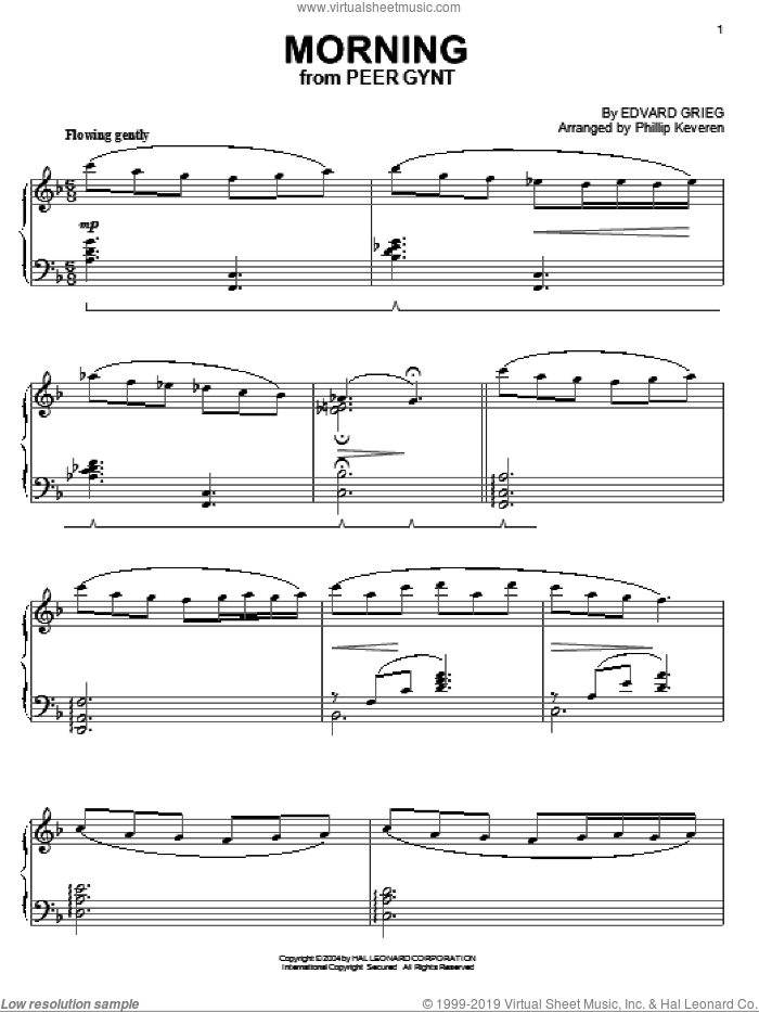 Grieg Morning Jazz Version Arr Phillip Keveren Sheet Music For Piano Solo