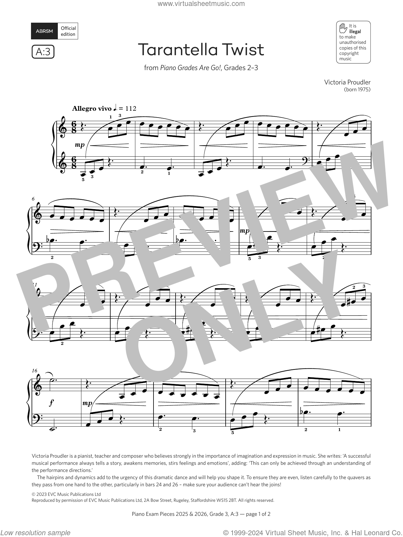 Tarantella Twist (Grade 3, list A3, from the ABRSM Piano Syllabus 2025 ...