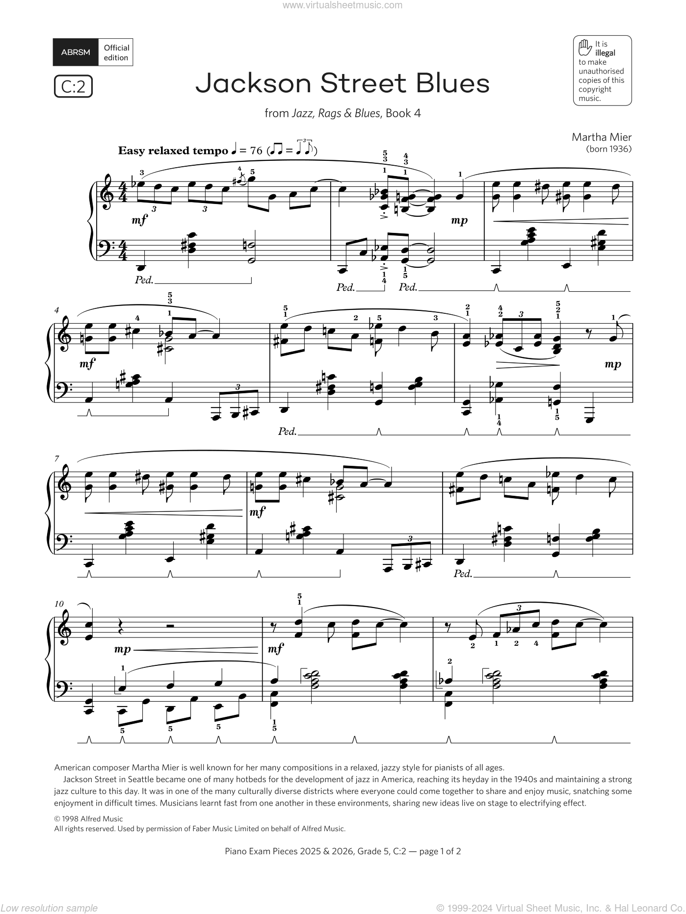 Jackson Street Blues (Grade 5, list C2, from the ABRSM Piano Syllabus ...