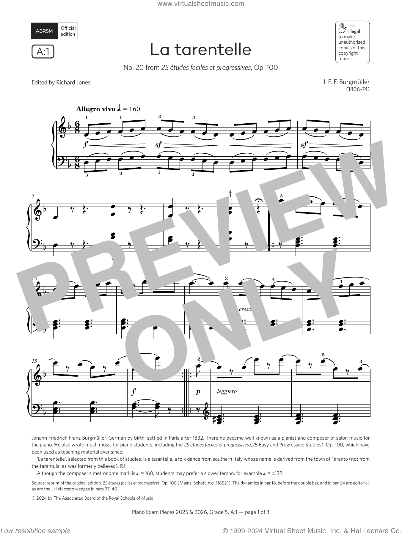 La tarentelle (Grade 5, list A1, from the ABRSM Piano Syllabus 2025 and