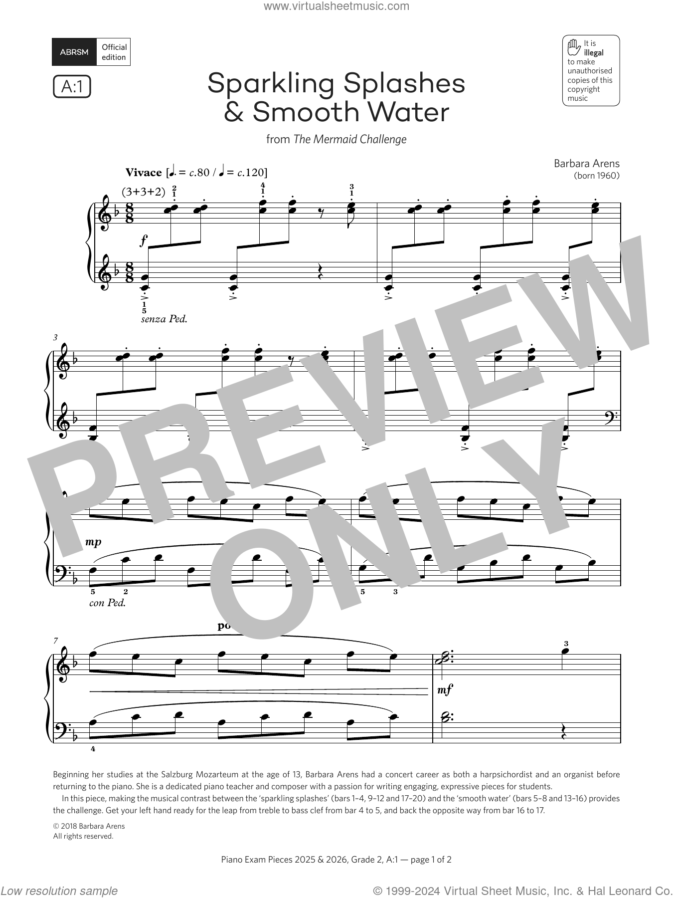 Sparkling Splashes and Smooth Water (Grade 2, list A1, from the ABRSM ...