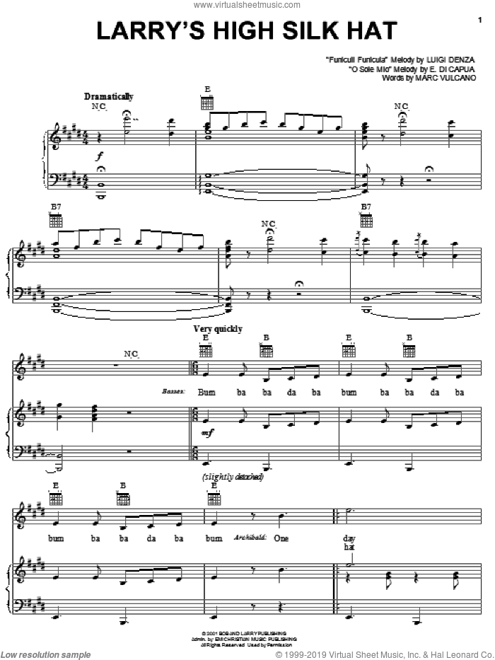 Larry's High Silk Hat sheet music for voice, piano or guitar