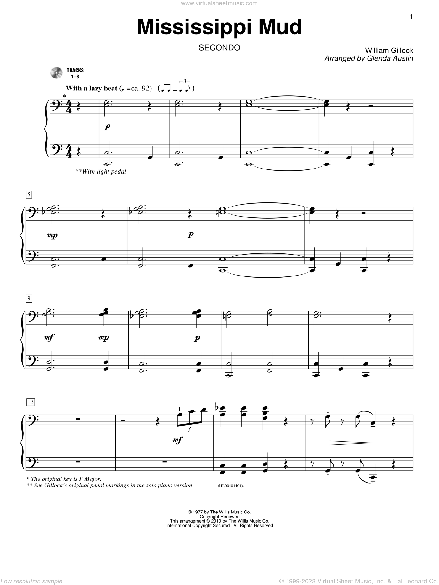 Mississippi Mud sheet music for piano four hands (PDF)