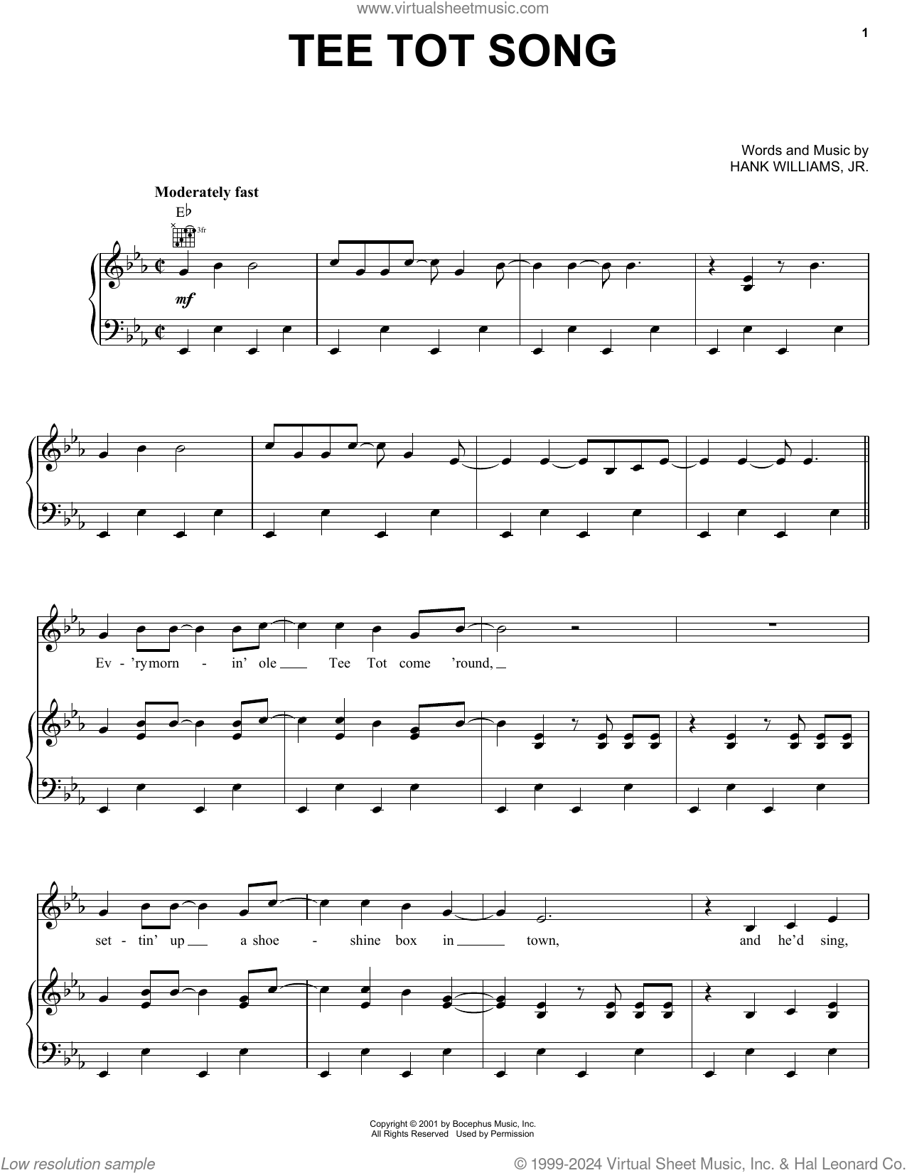 Tee Tot Song sheet music for voice, piano or guitar (PDF)