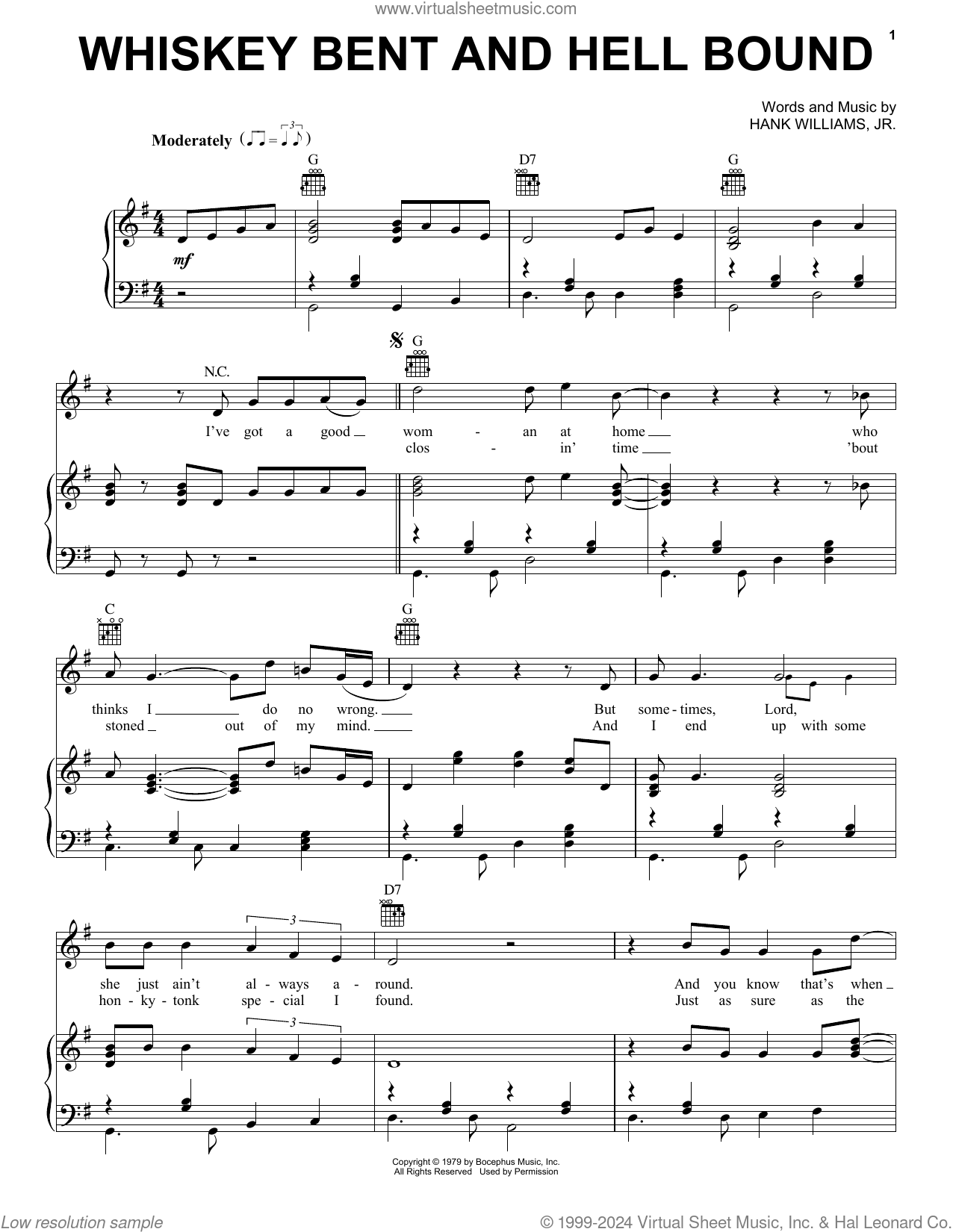 Whiskey Bent And Hell Bound sheet music for voice, piano or  display picture 3
