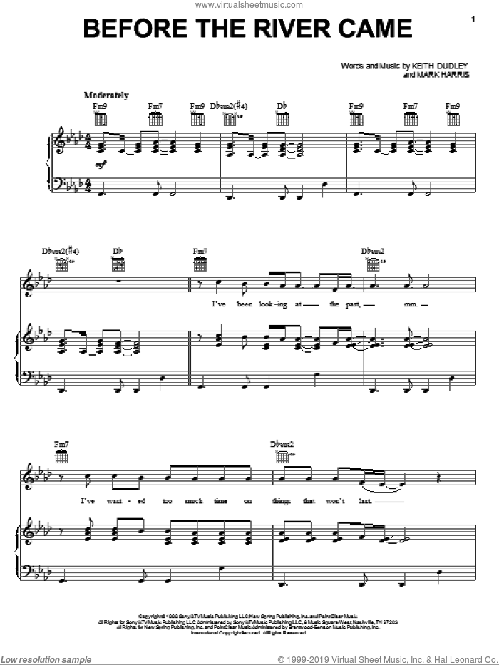 Before The River Came sheet music for voice, piano or guitar