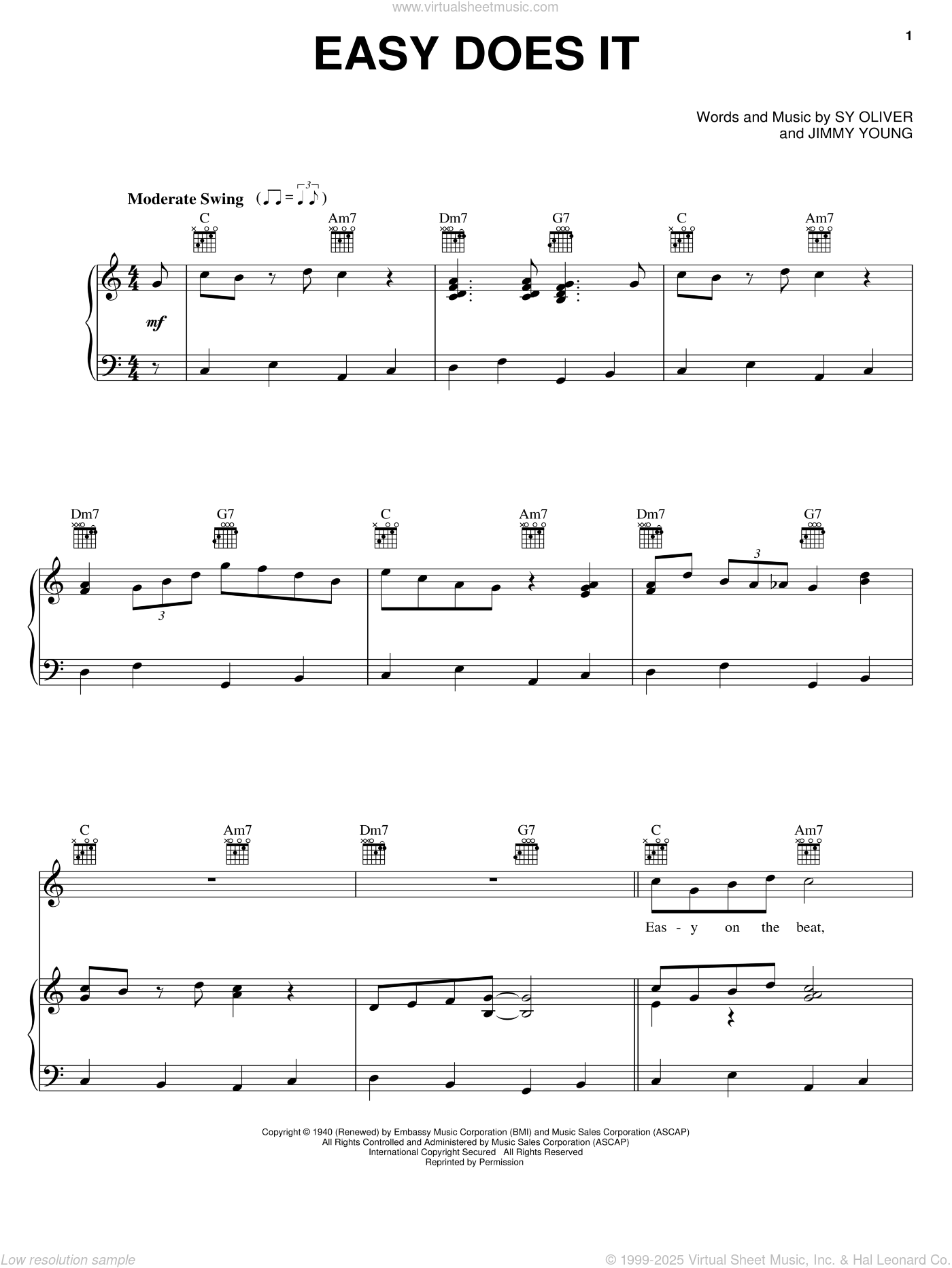 Easy Does It sheet music for voice, piano or guitar (PDF)