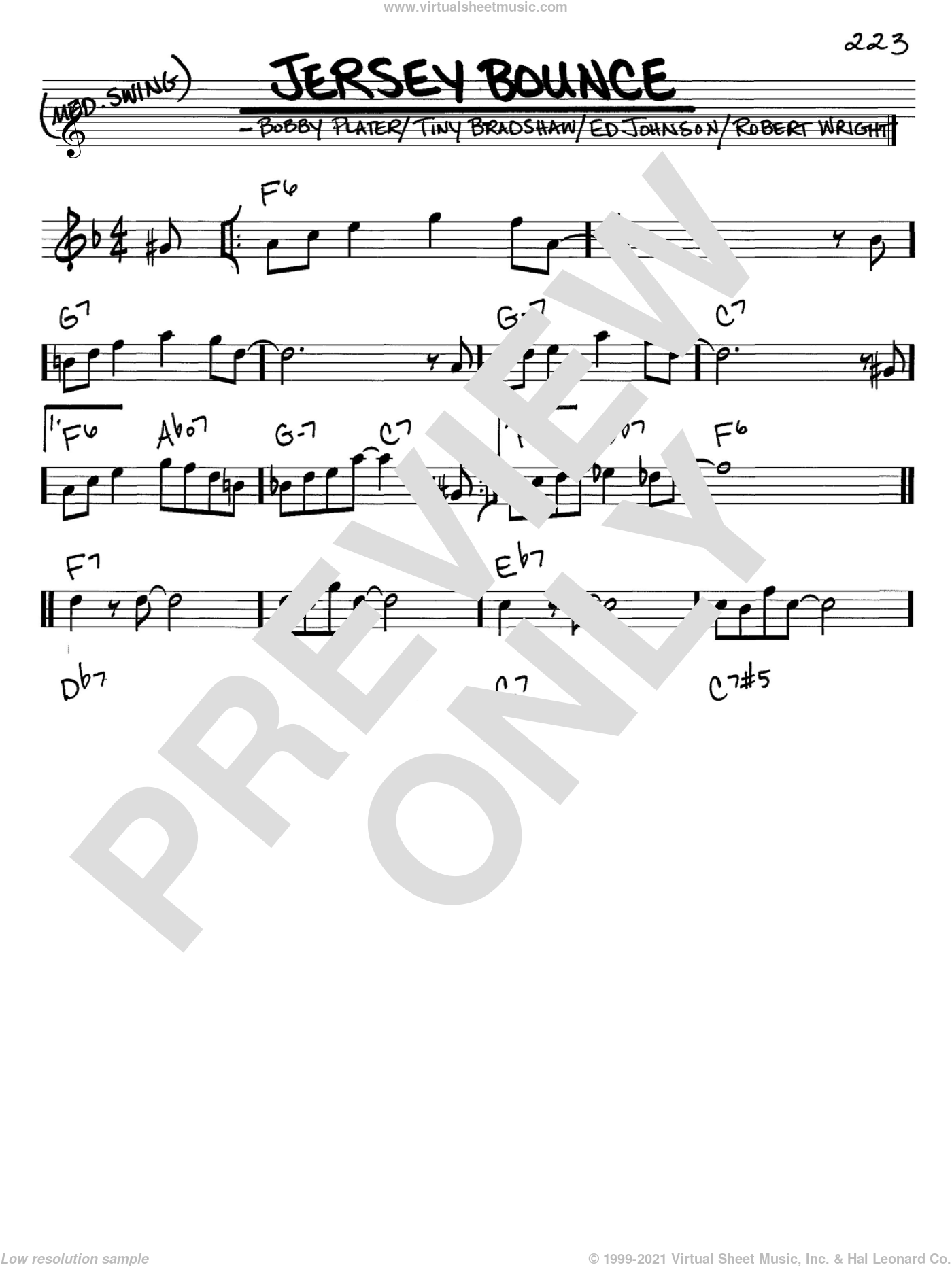 Goedaardig Meetbaar Kader Jersey Bounce sheet music (real book - melody and chords) (in C)