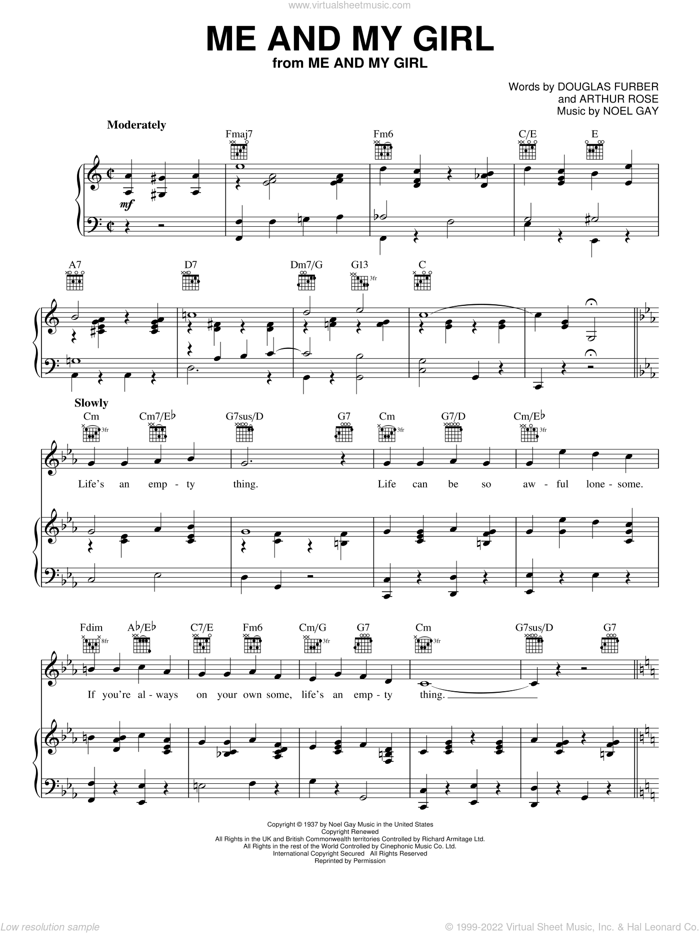 Me And My Girl sheet music for voice, piano or guitar (PDF)