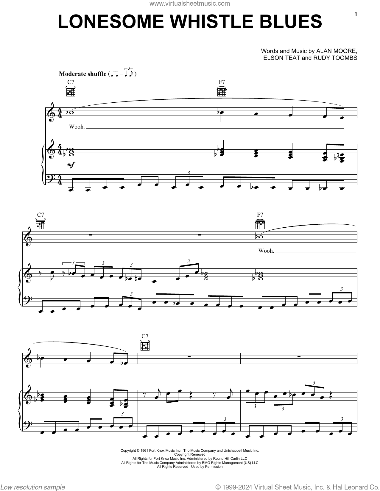 Lonesome Whistle Blues sheet music for voice, piano or guitar
