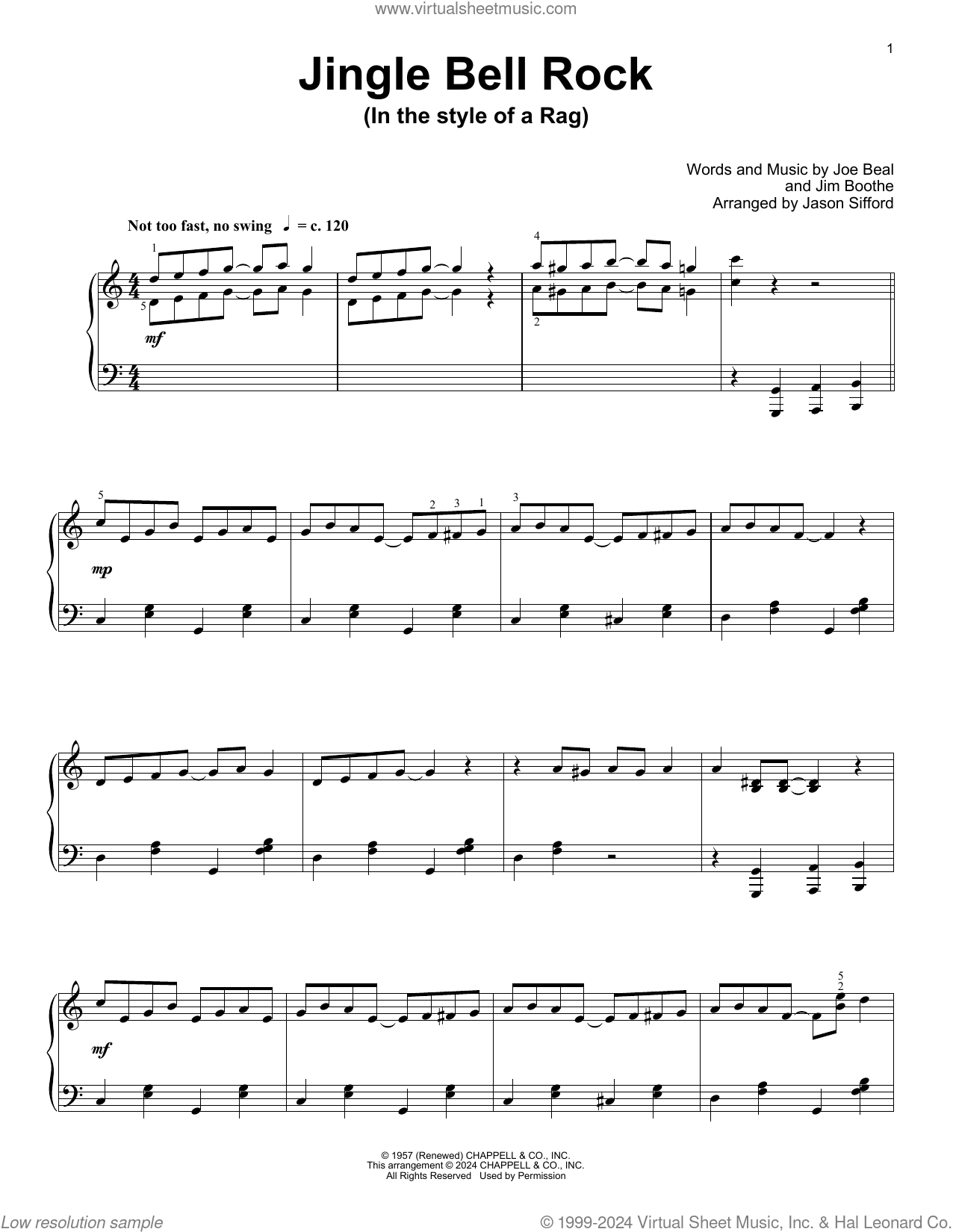 Jingle Bell Rock (arr. Jason Sifford) sheet music for piano solo